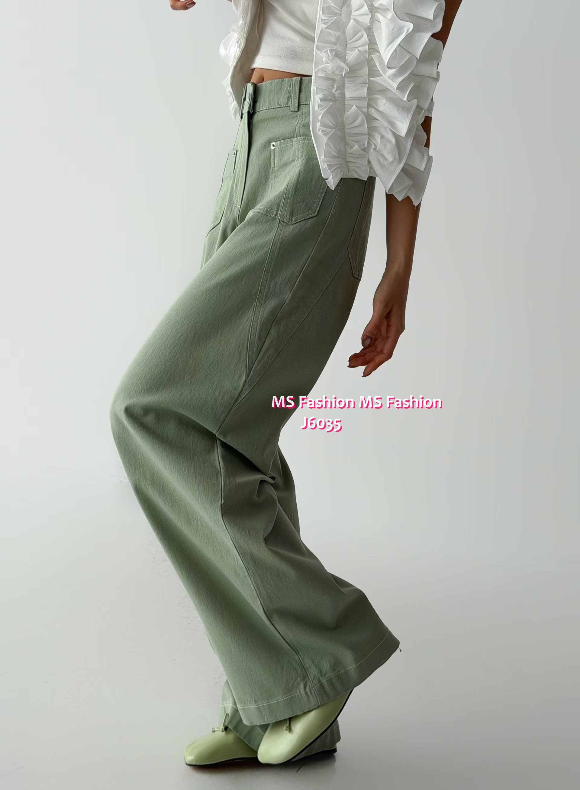 J6035 韓國🇰🇷靚色闊筒褲