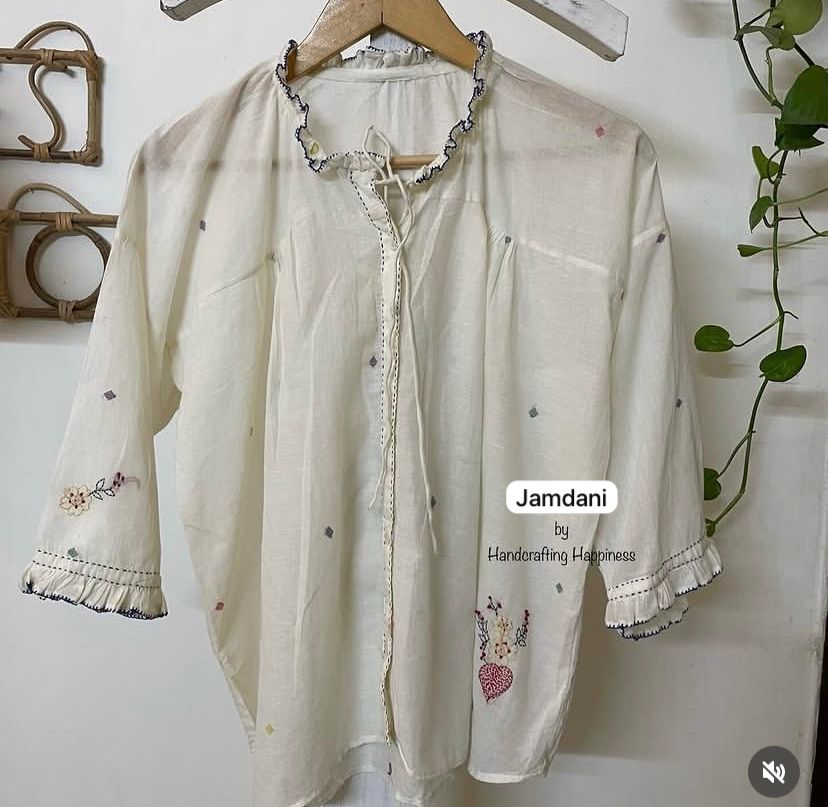 Jamdani V領/兩件套catalog 印度非物質文化遺產手工搖織 