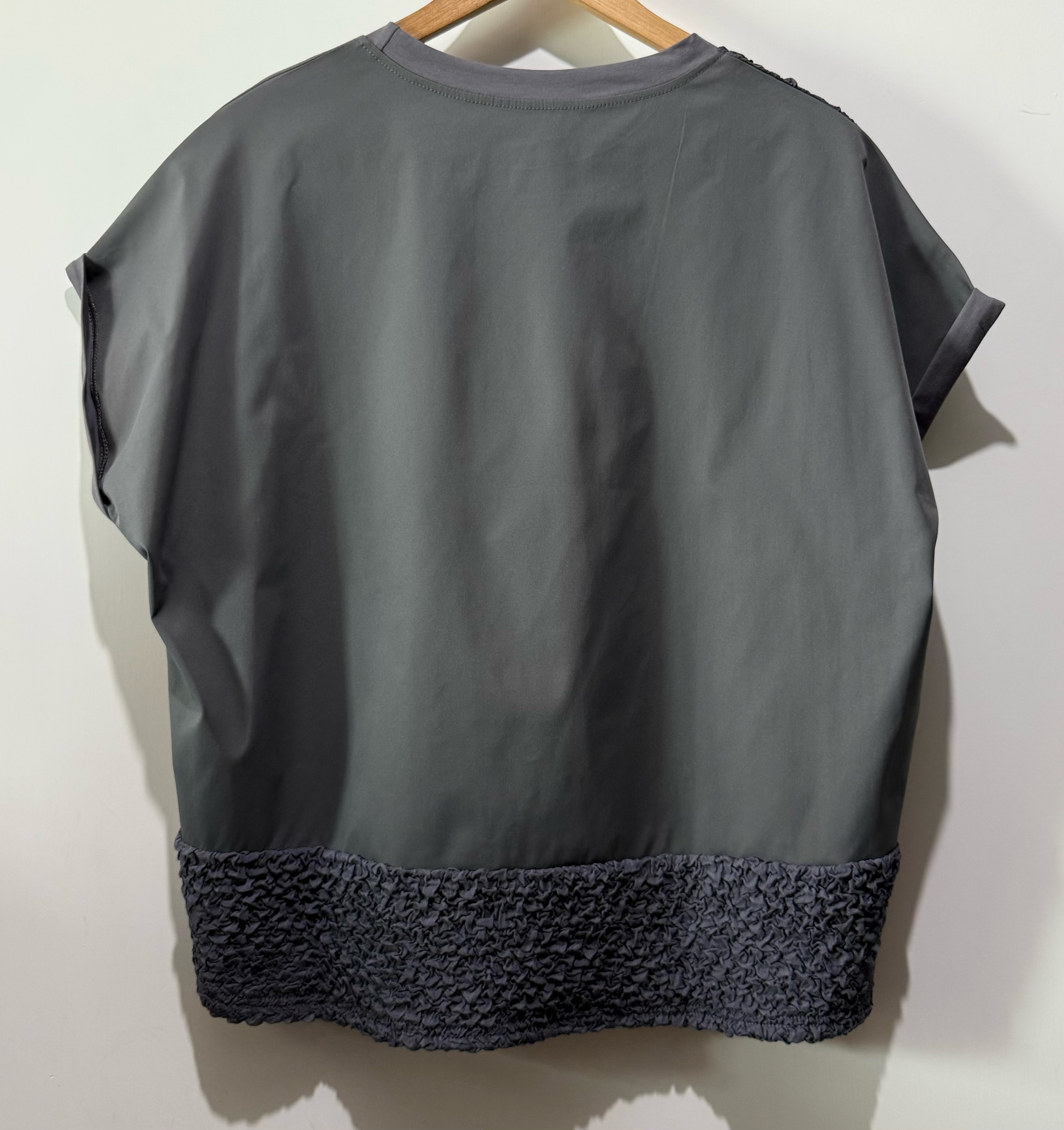 #2092 棉拼皺紋布拼接Top✨