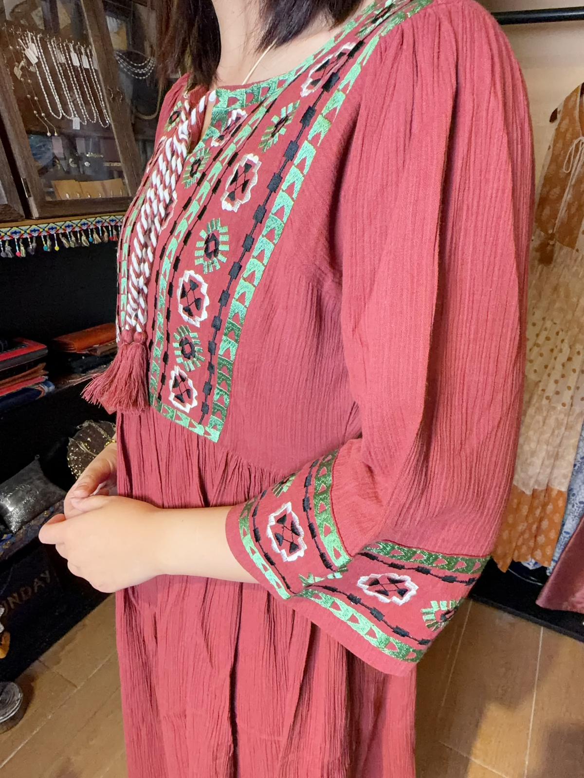 Brick Red Emb. OP 43" #1465