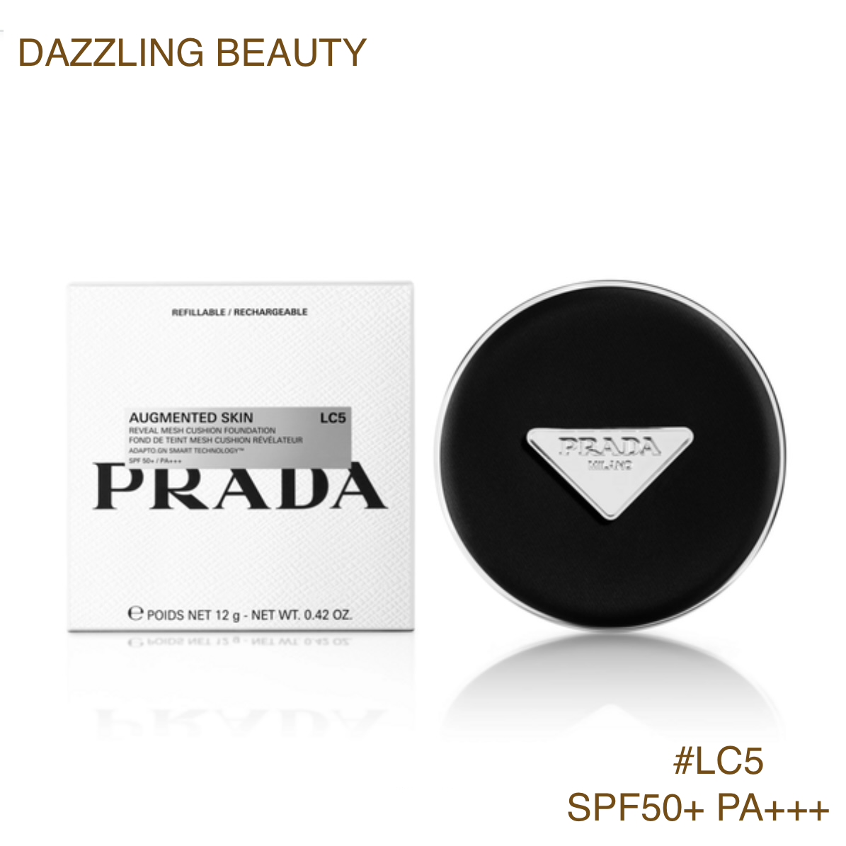 PRADA  BEAUTY REVEAL MESH CUSHION FOUNDATION 原光新肌氣墊粉底SPF+ PA+++  #LC5 (白皙色）12G
