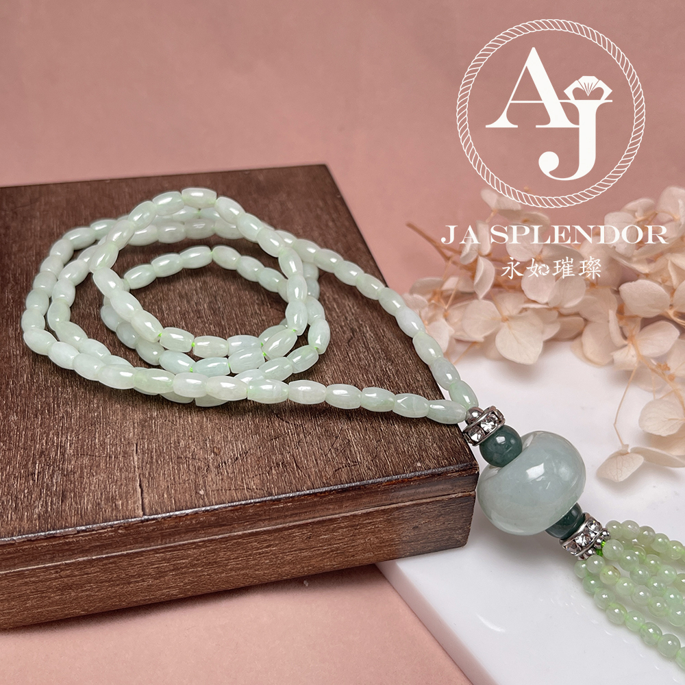 JN-H20-1519 天然翡翠A玉 華麗翠綠珠串串金項鏈