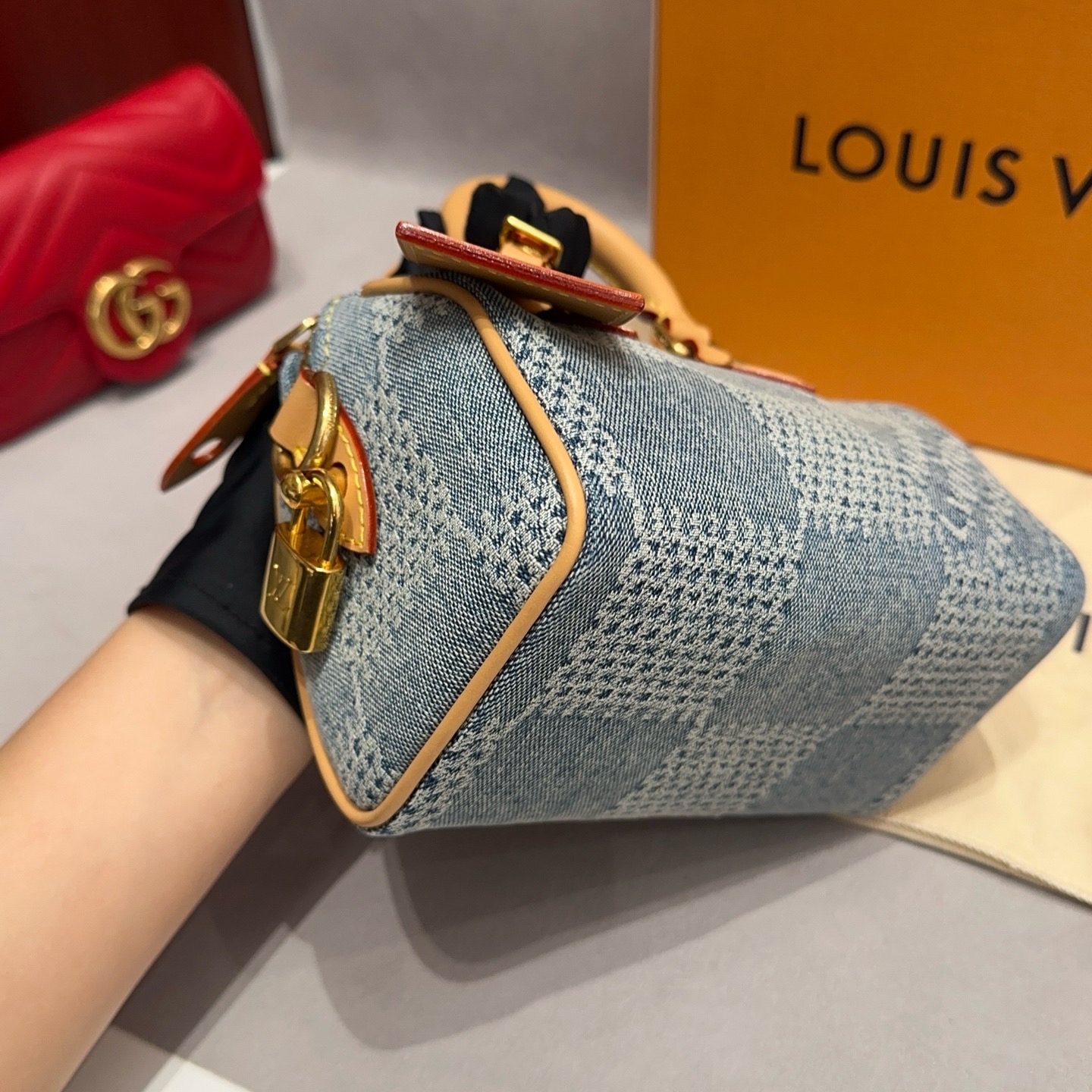 【預訂貨品】Lv 18牛仔丹寧棋盤格speedy