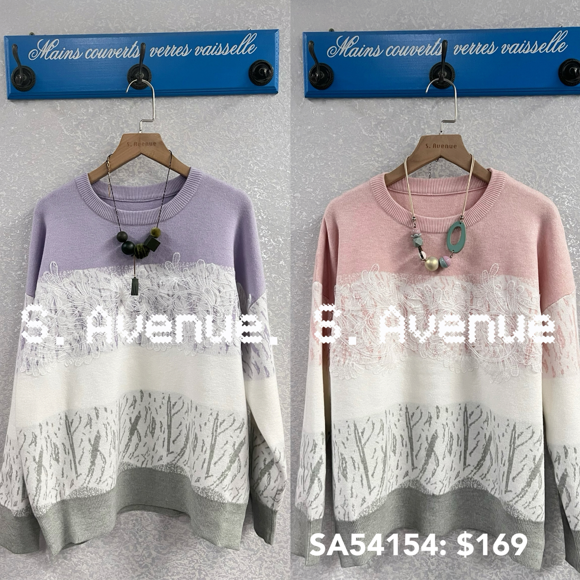 SA54154: 長袖拼間色拼lace軟冷top