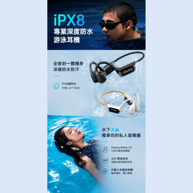 PowerRider CS10 MP3 防水骨傳導藍牙耳機 