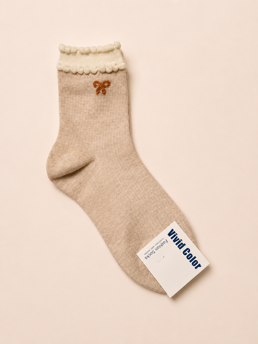 Korean Mini Ribbon Duo Layers Women's Crew Socks