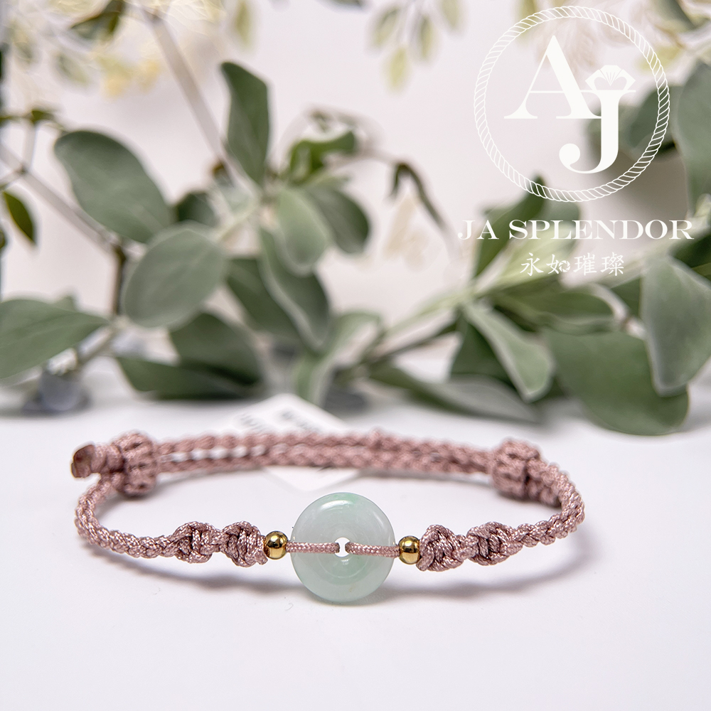 JN-1496 天然翡翠A玉 辣綠色平安手繩 - BB滿月/親子/情侶（私人訂制）