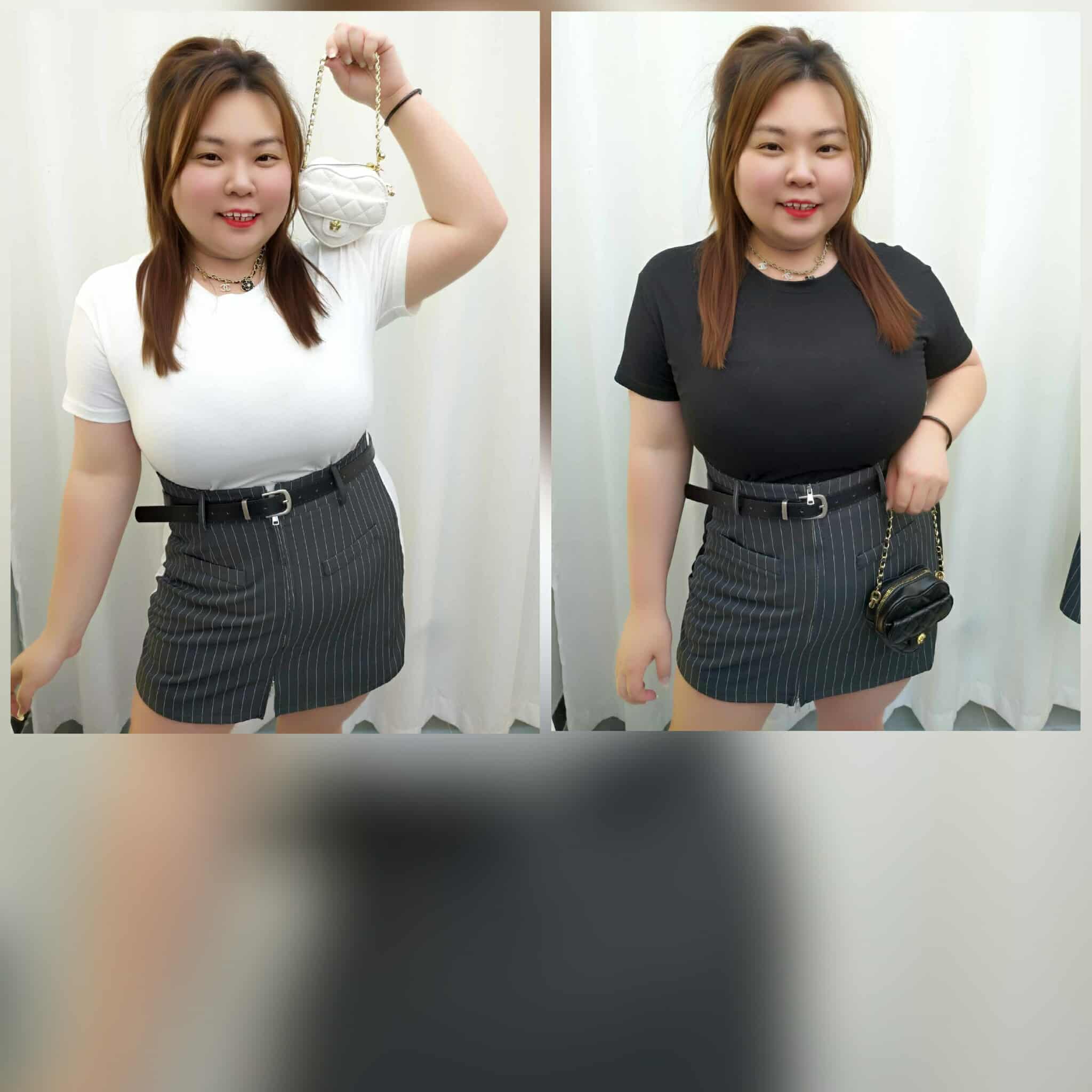 TW#6019 拼直线条假两件连衣裙