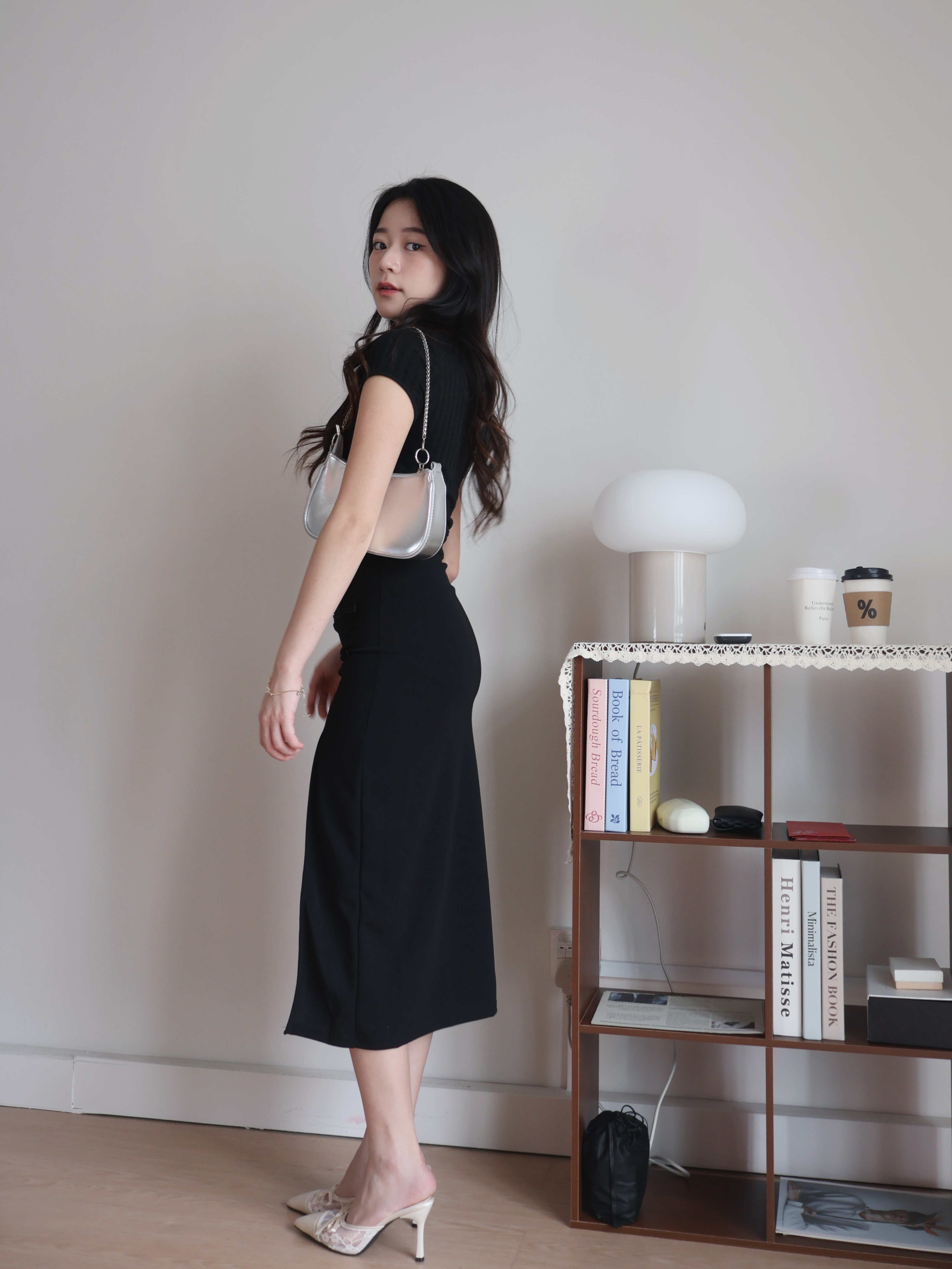 Jean Side-Slit Skirt | Black