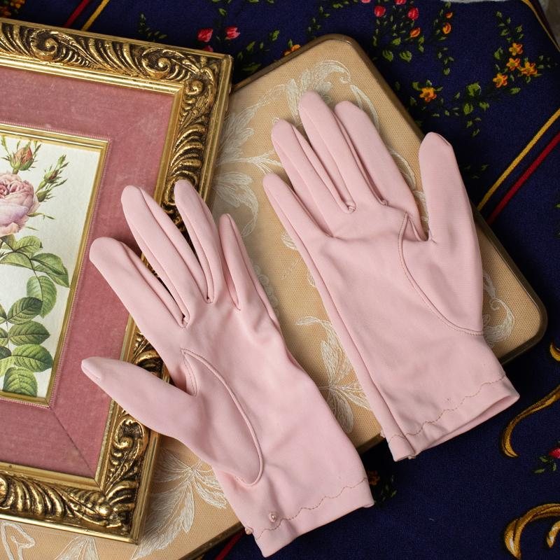 New Old Stock -1960s Made in Japan Pearl-Studded MOD Gloves(Yellow/Lavender/Pink)(MT331)