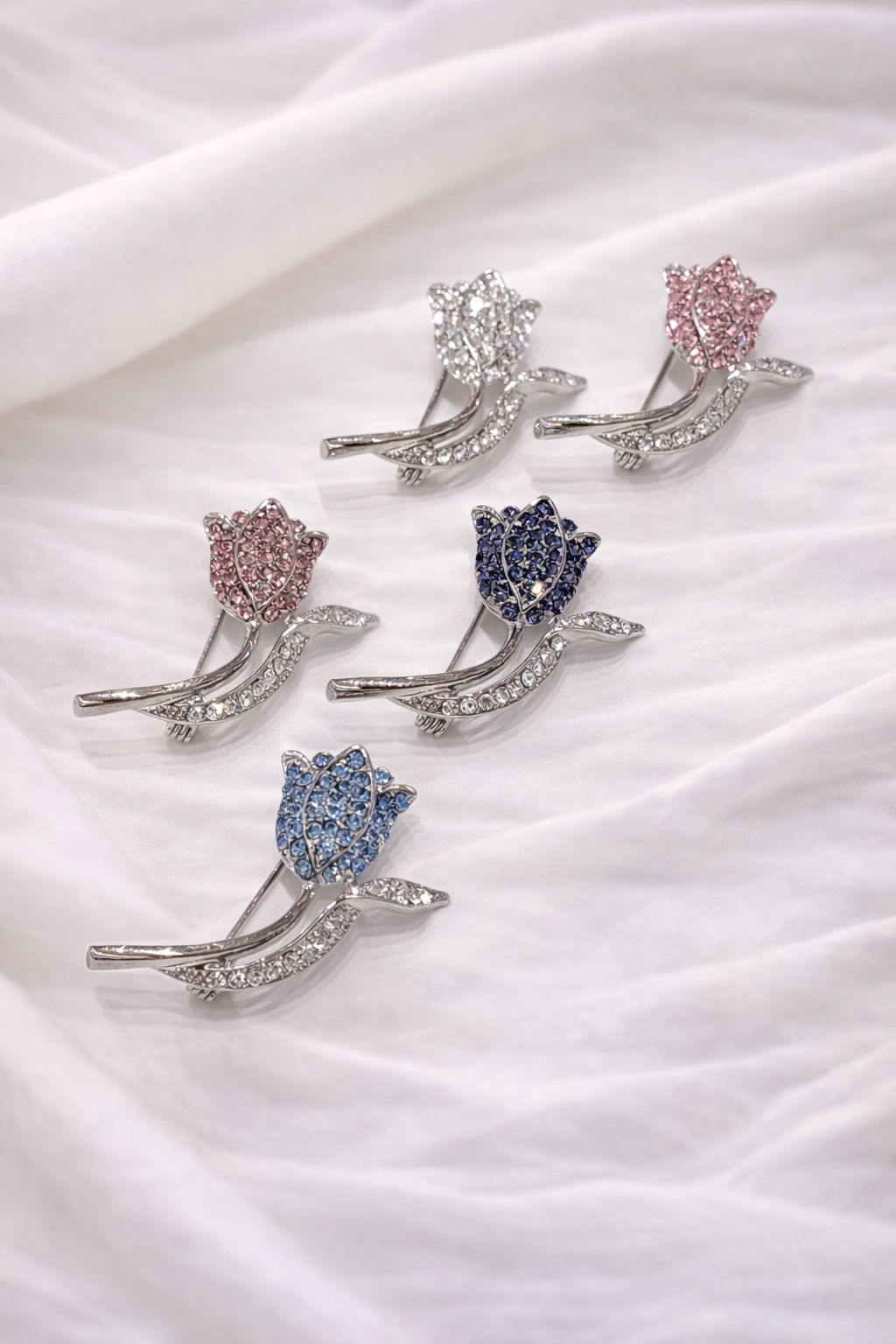 Swarovski Stone Tulip Flower Brooch