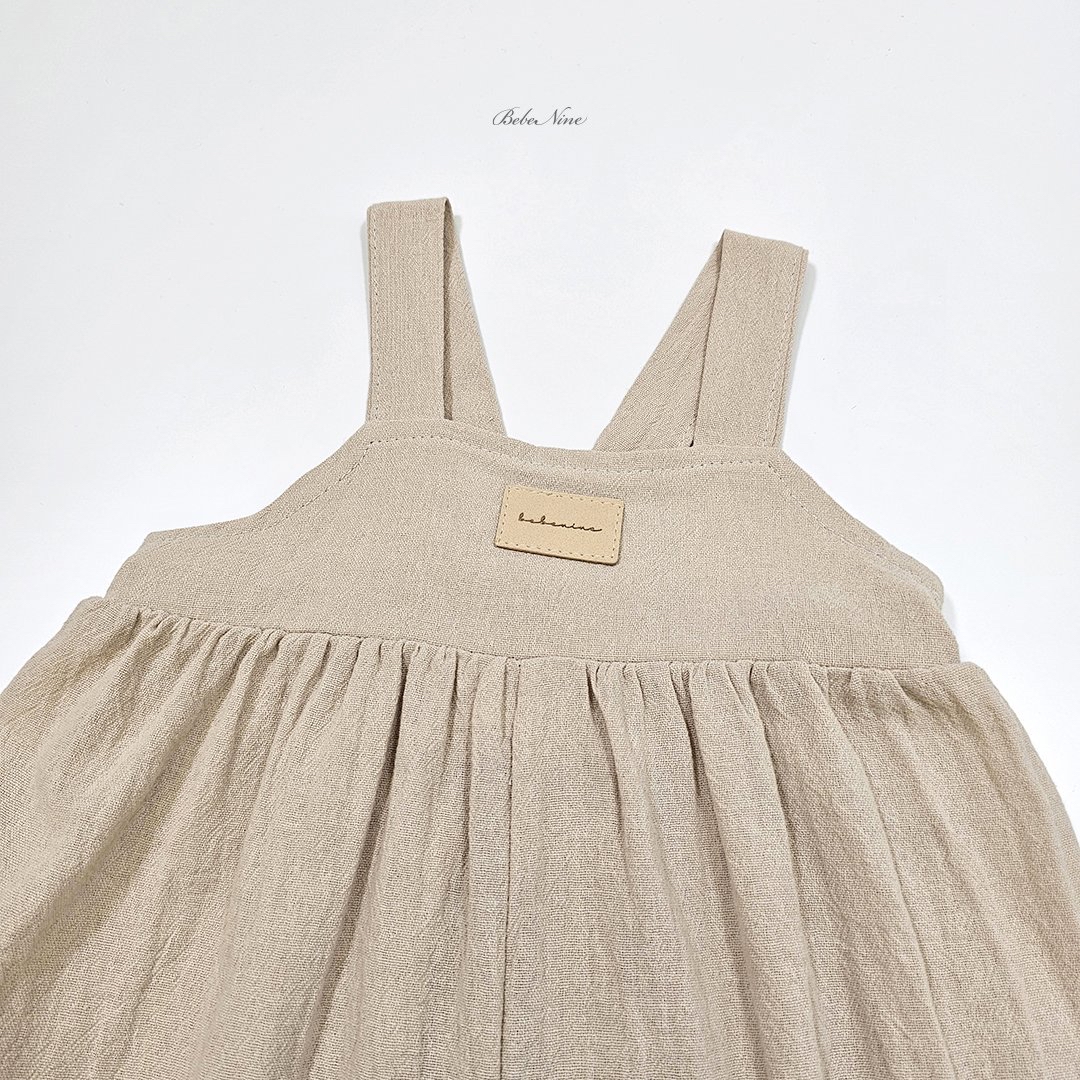 ☀️預訂 韓國直送☀️🇰🇷Bebenine兩色皮革標籤純棉吊帶連身褲