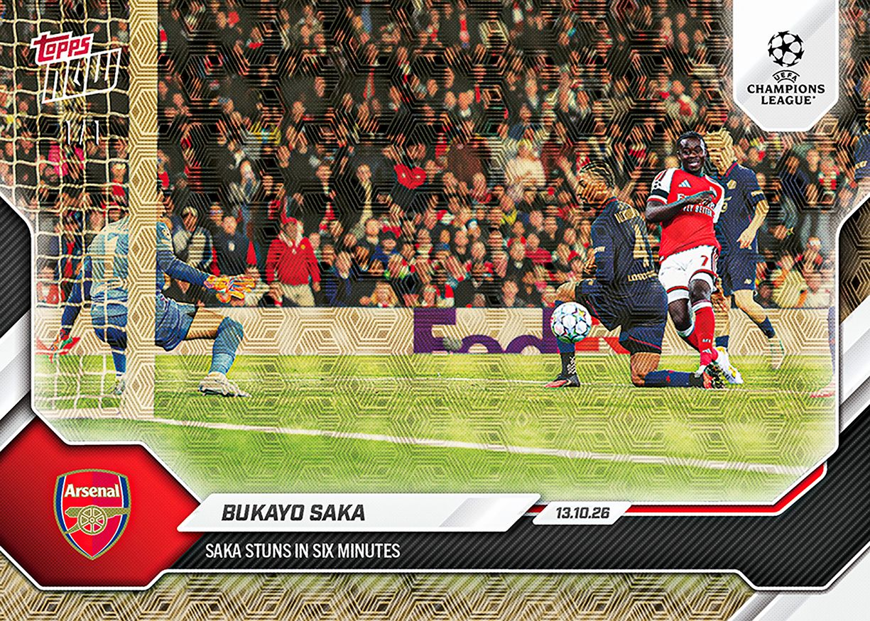 Bukayo Saka - 2026-27 UCL Topps NOW® #21 六分鐘一傳一射卡【團購】