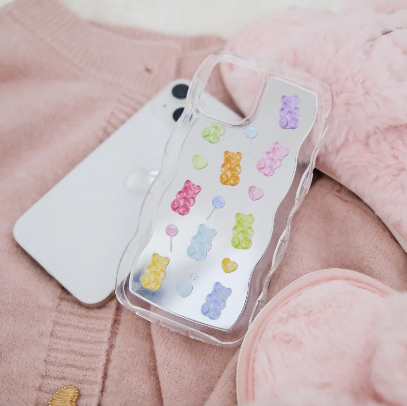 【Bling Bling Gummy Bears】波浪邊框鏡面 iPhone Case