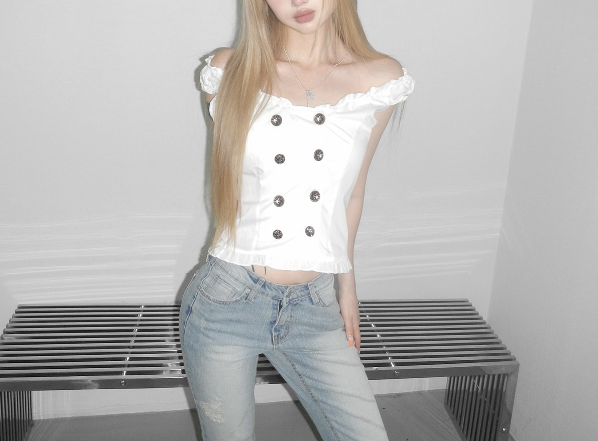 Off Shoulder Frill Trim Top