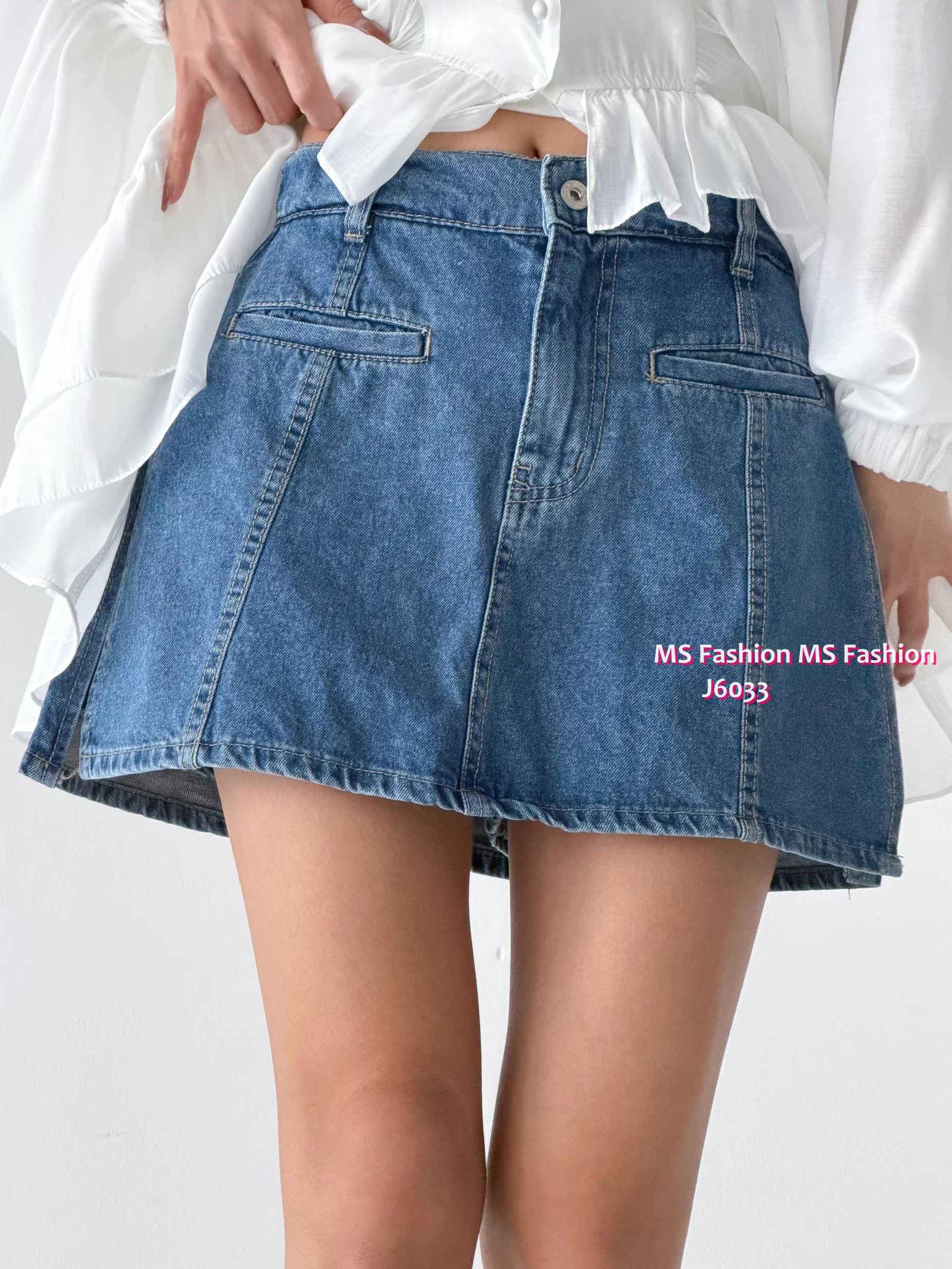 J6033 韓國🇰🇷型格側開叉牛仔裙褲