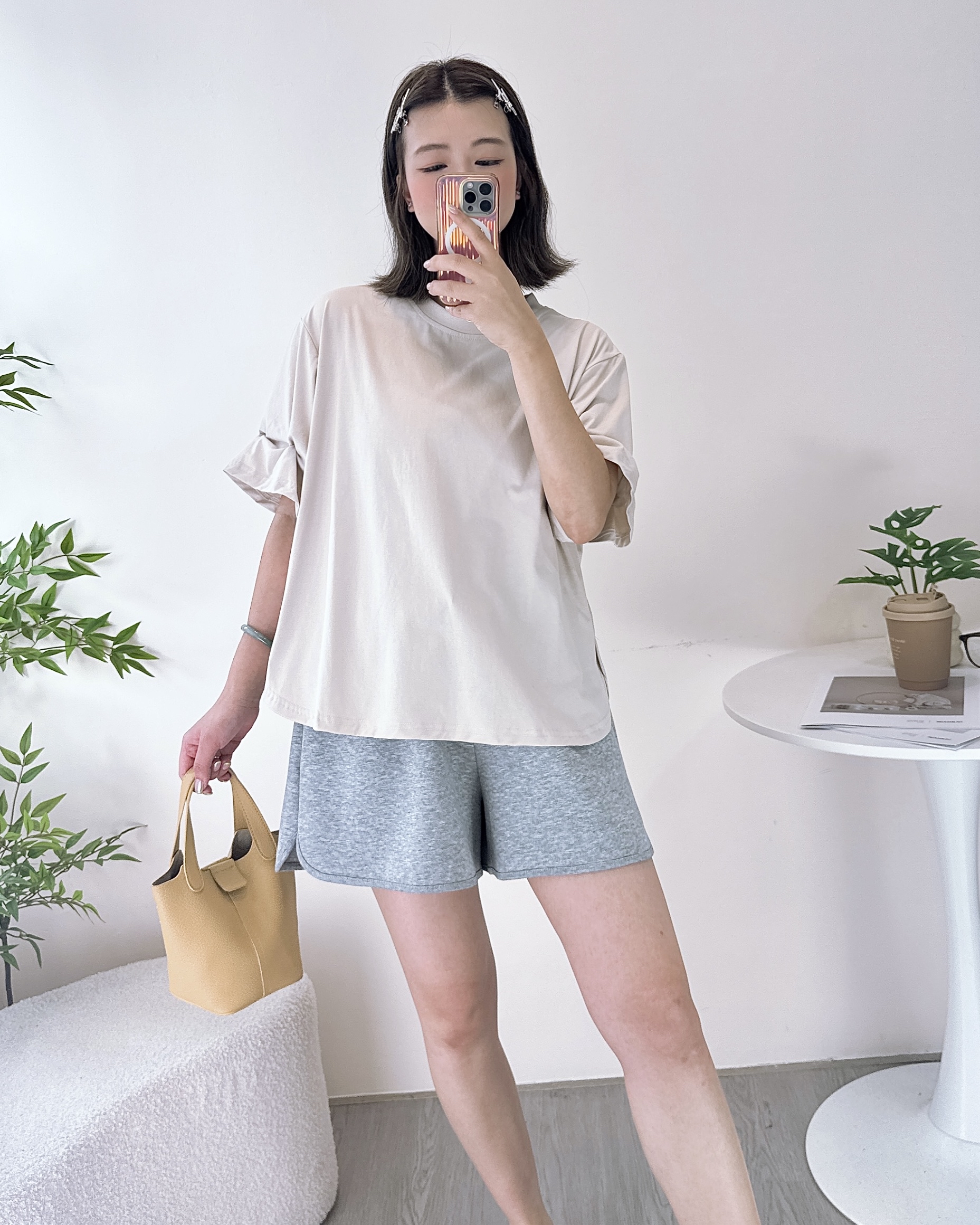 簡約百搭摺袖薄棉上衣 3色