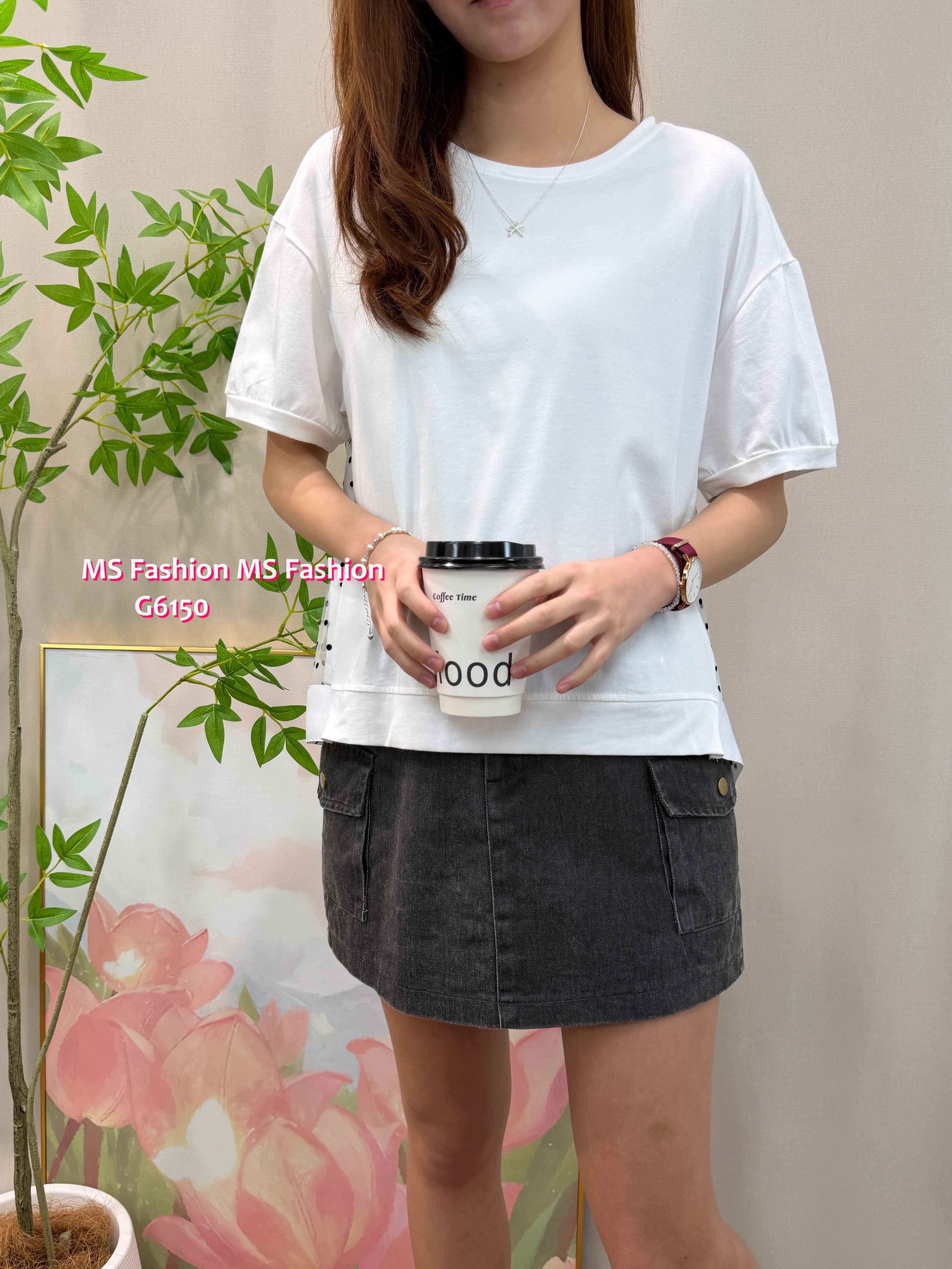 G6150 韓國🇰🇷後拼波點紗top