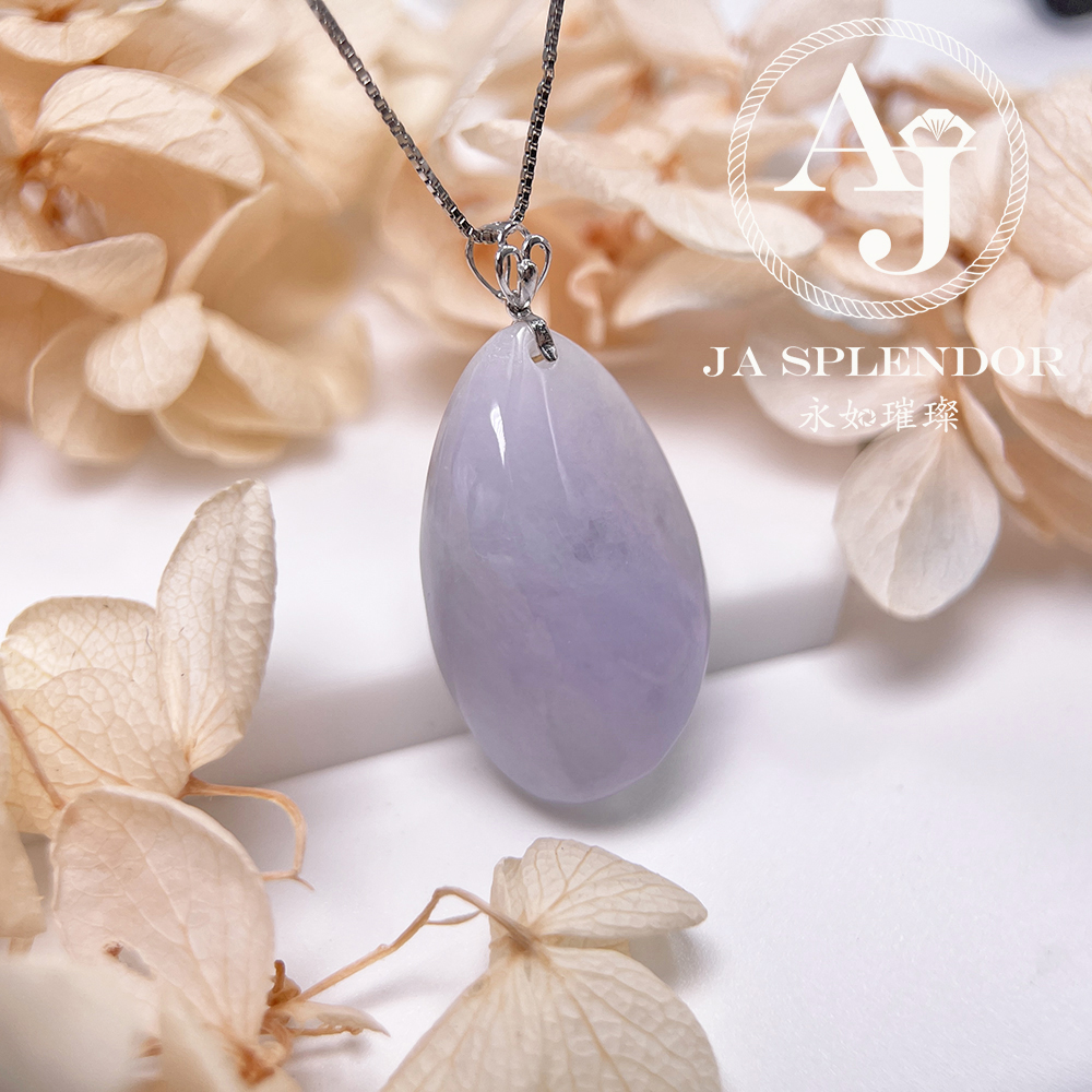 JNK-215 天然翡翠A玉 冰潤紫羅蘭隨形18K金吊墜