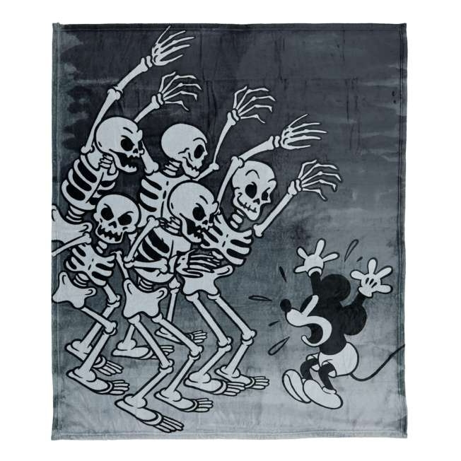 🌸 【預訂】黑白Mickey Blanket <日本限定>-The Skeleton Dance The Haunted House