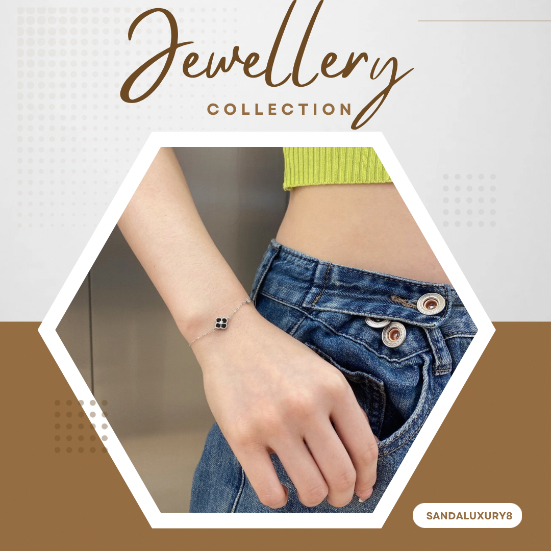 Silver Black Cubic Zirconia Bracelet  -  Sandaluxury8 