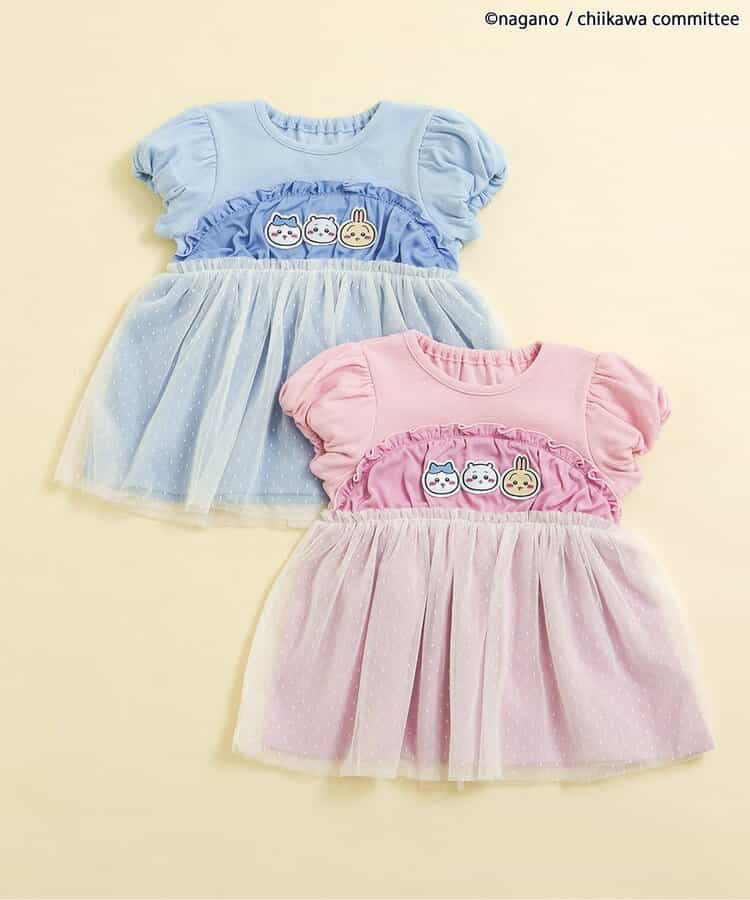 🇯🇵預訂 日本直送🇯🇵Apres les cours x Chiikawa系列兩色人物貼花薄紗拼接羅紋短袖上衣