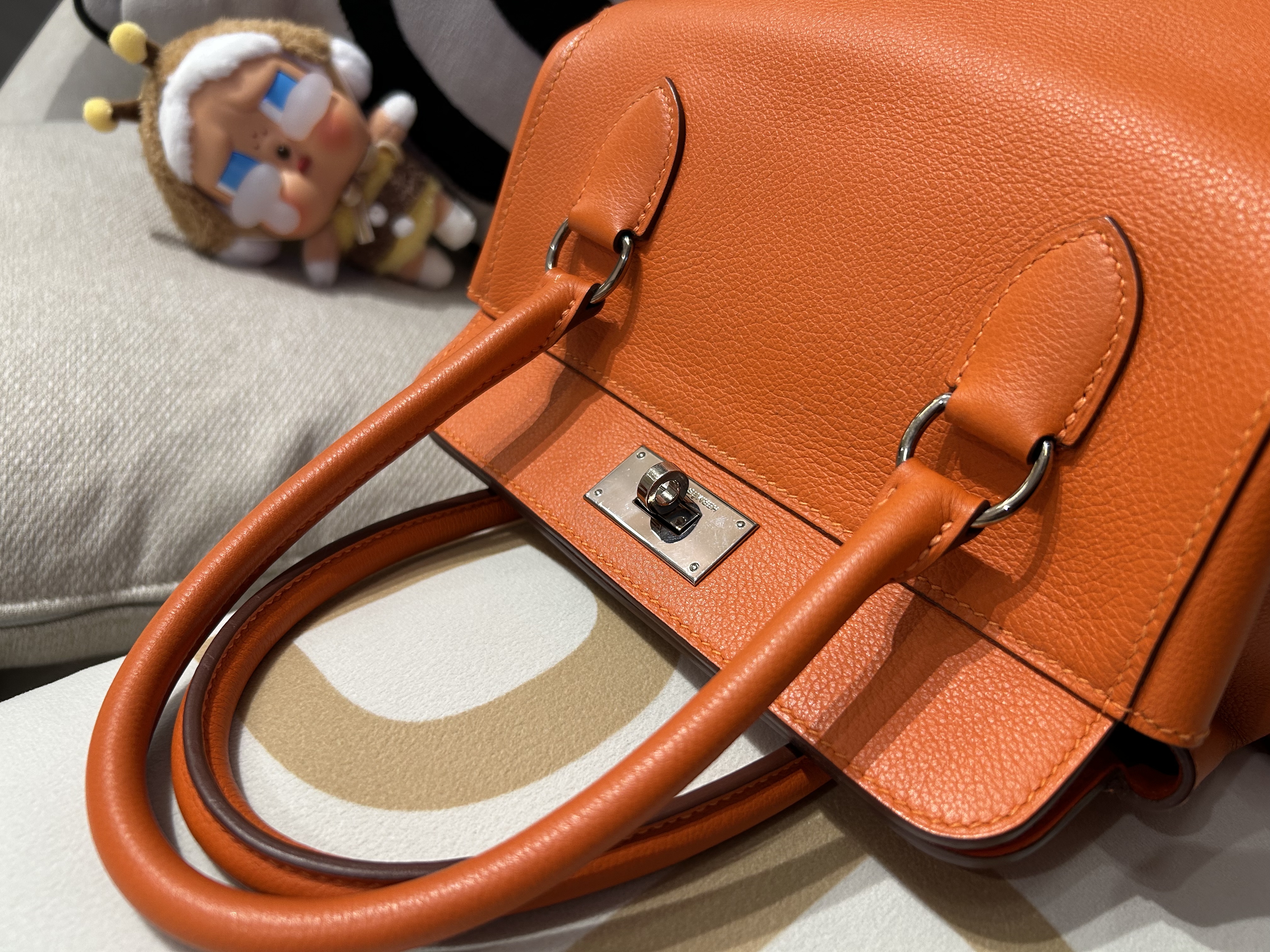 Hermes toolbox 20,orange ,STAMP T evercolor,100%Authentic ,98%new ✅KEY LOCK ✅dust bag✅STRAP