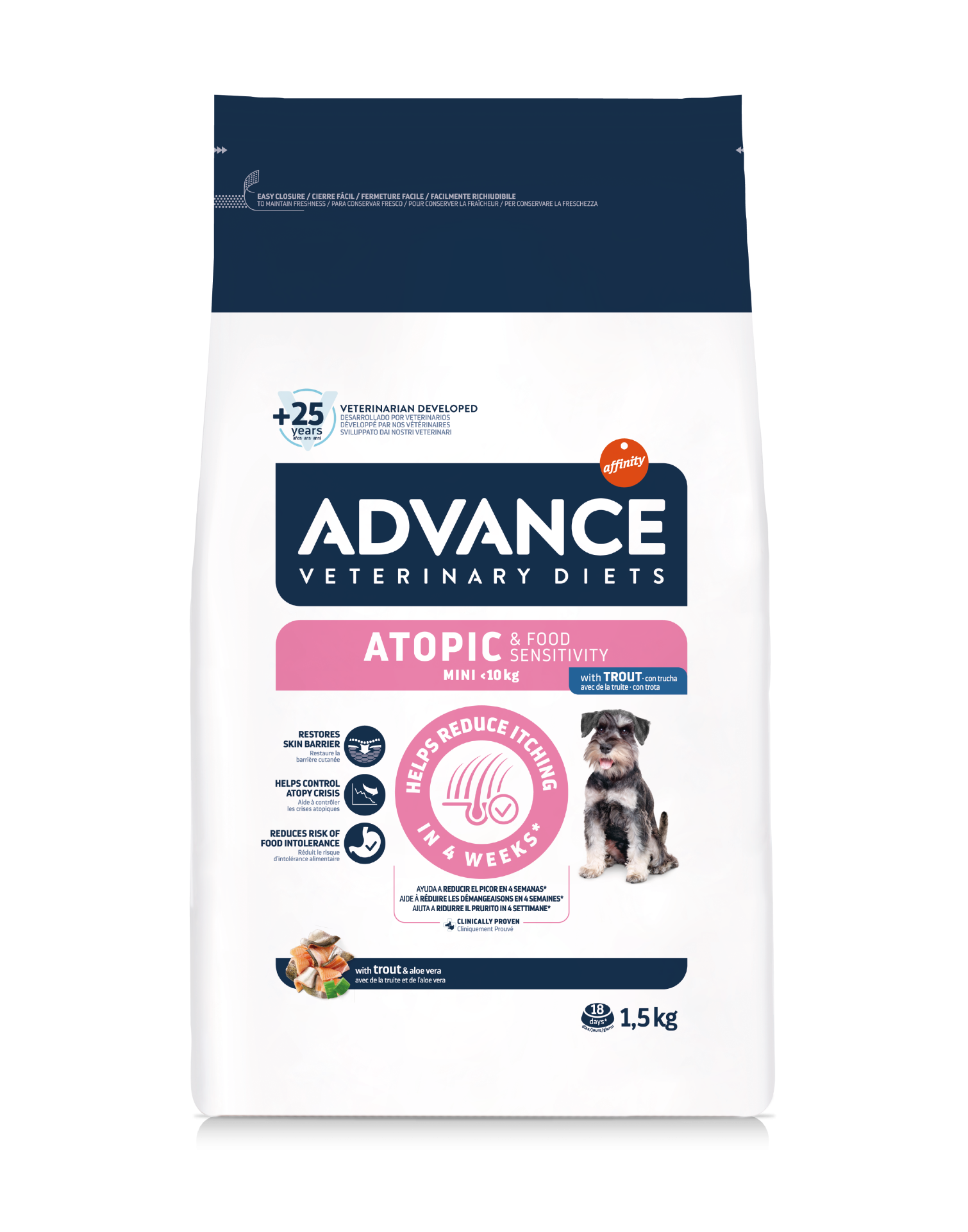 ADVANCE處方狗糧 - 皮膚及食物過敏專用 1.5KG（適合體重1-10kg小型成犬及4個月以上幼犬）