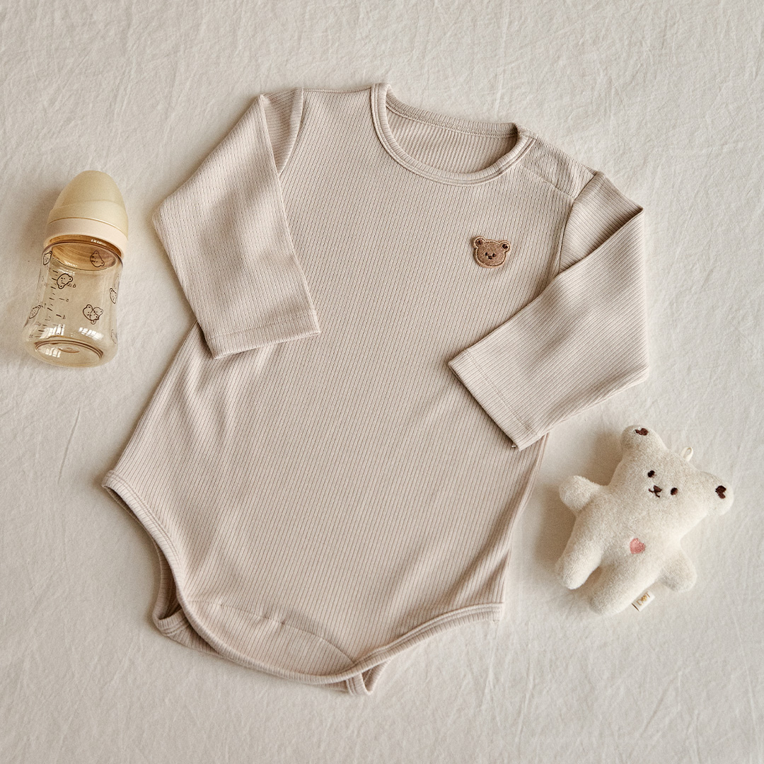 26S/S DTD一碰閉合磁扣系列🧲-羅紋彈性包屁衣