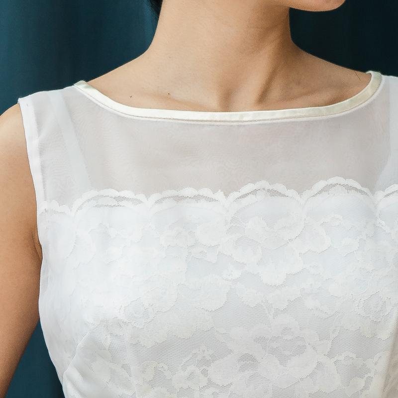 RARE! Vintage 1960s White Day Dress / 60s Wedding Dress with Veil from Canada(MT1228)