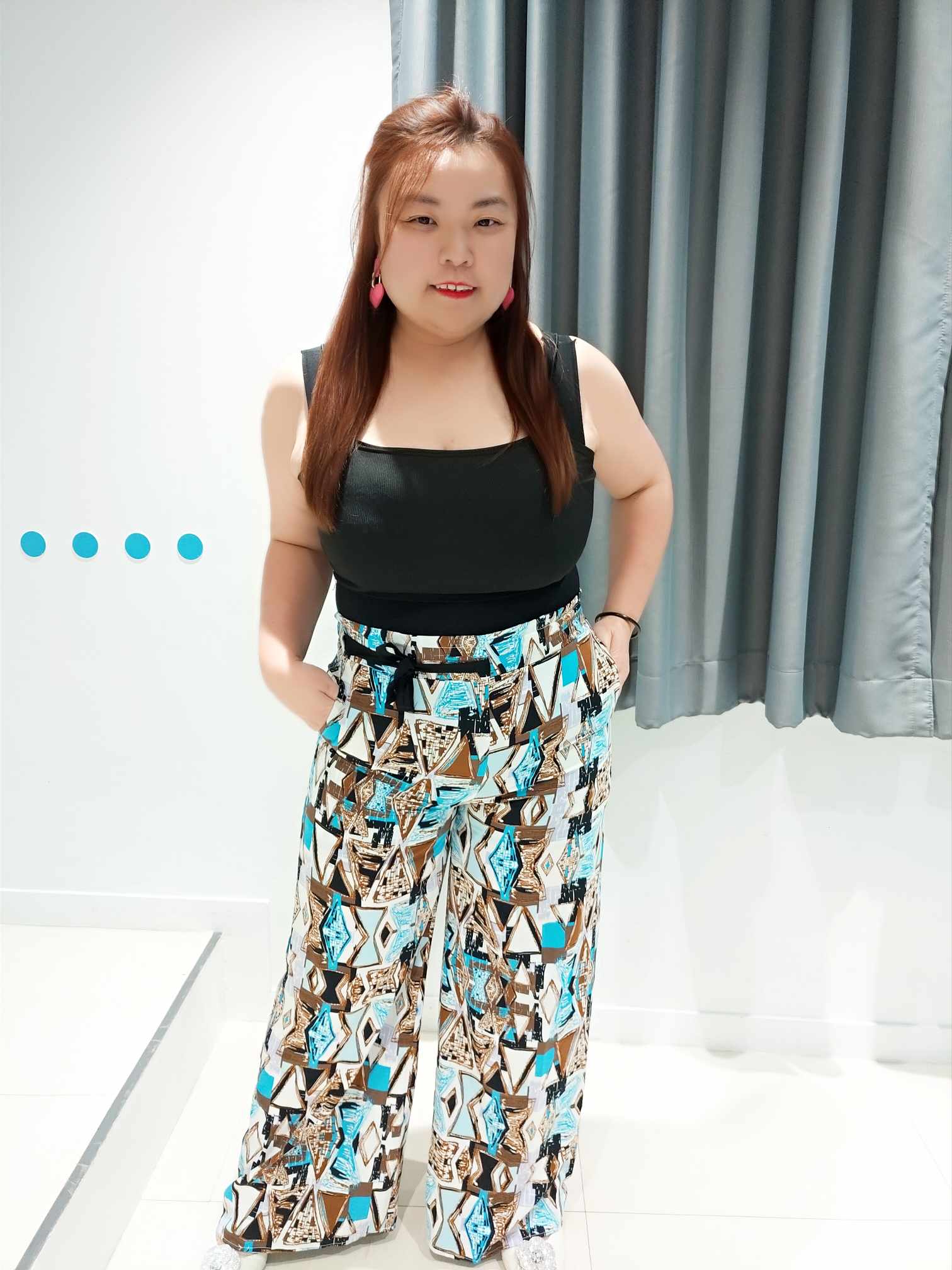 ENA06 YY0389 百搭碎花直筒阔脚长裤