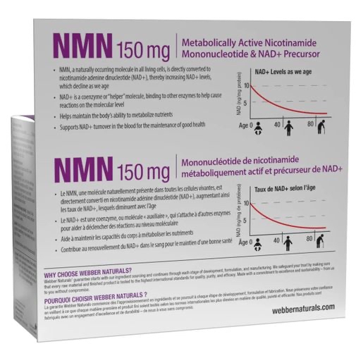 【預購加拿大空運直送】Webber Natural NMN 150mg NMN素食膠囊  100粒