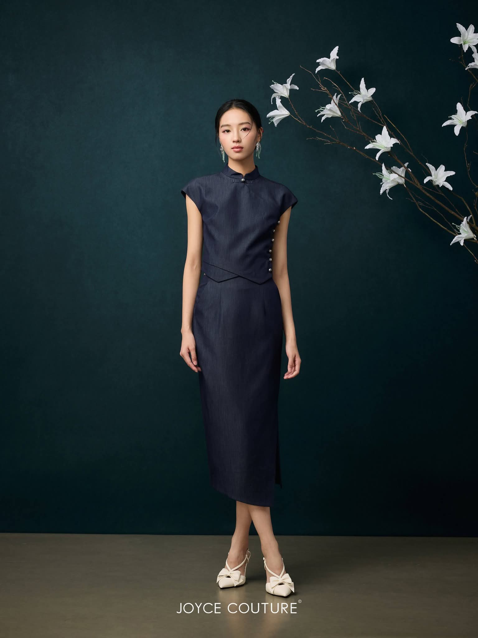 立领不对称下摆旗袍上衣 T0763