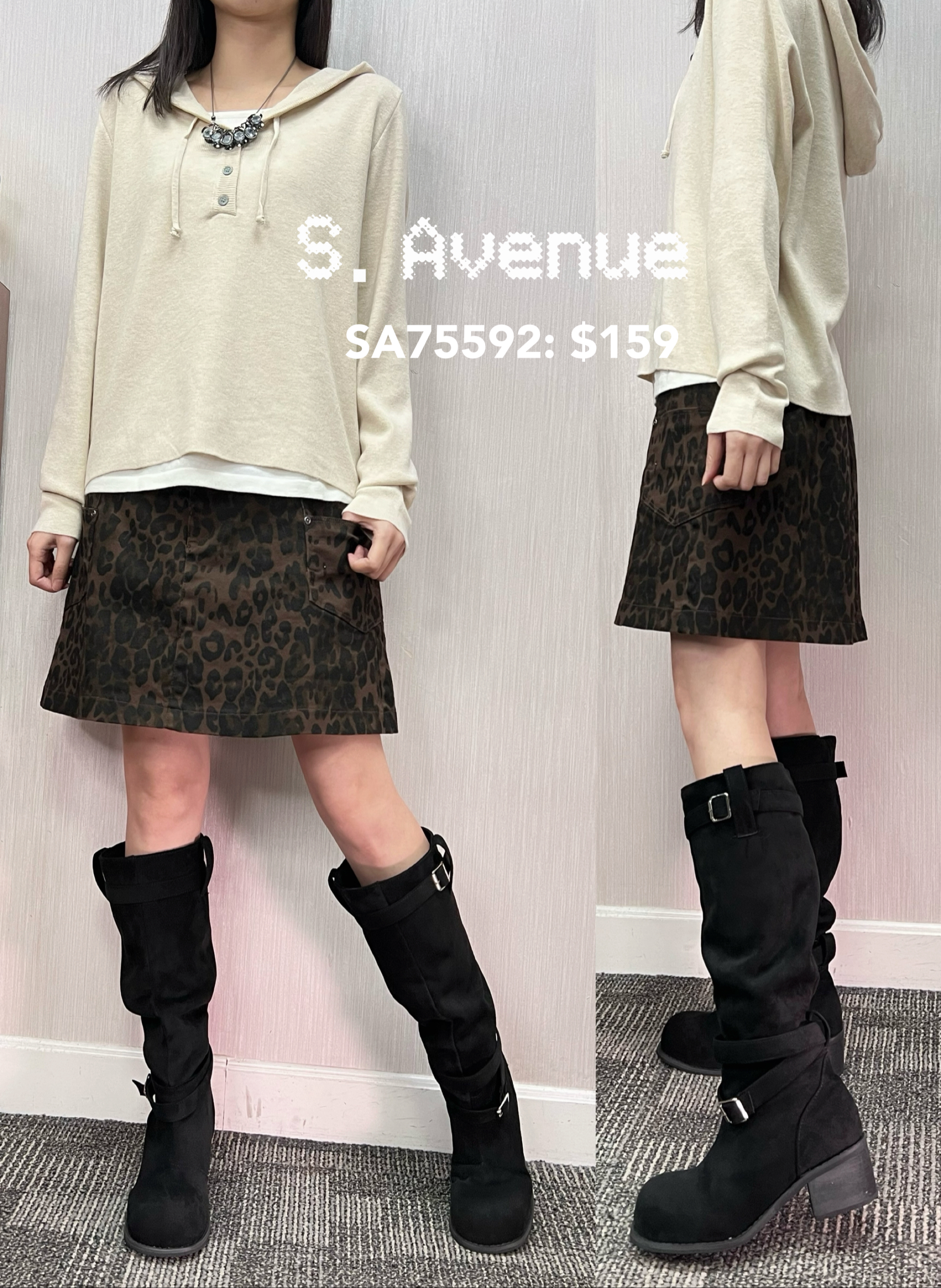 SA75592: 前有鈕拉錬後橡筋側方袋A cut短裙