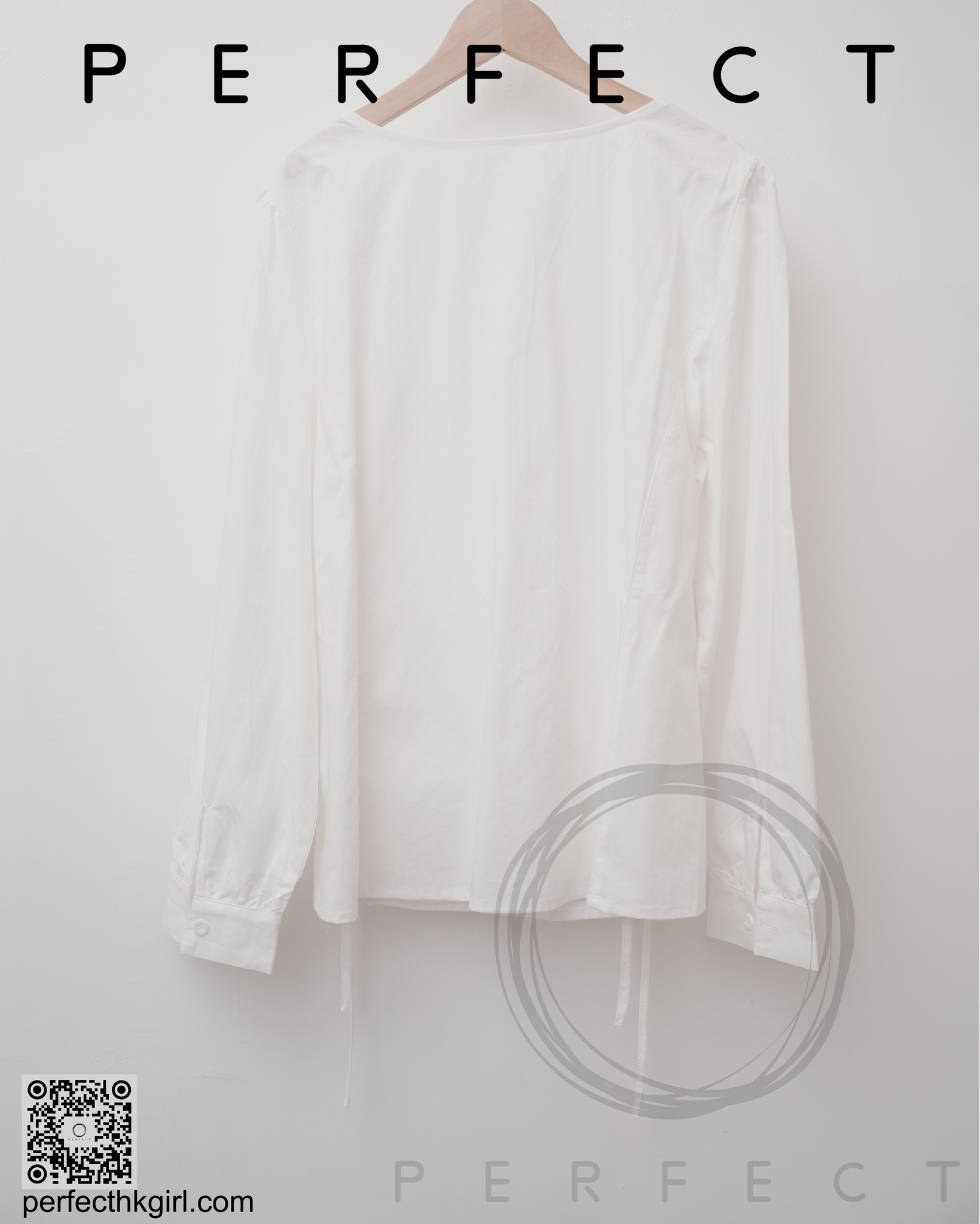 T0003_大圓領修腰蝴蝶綁帶上衣（純潔白）