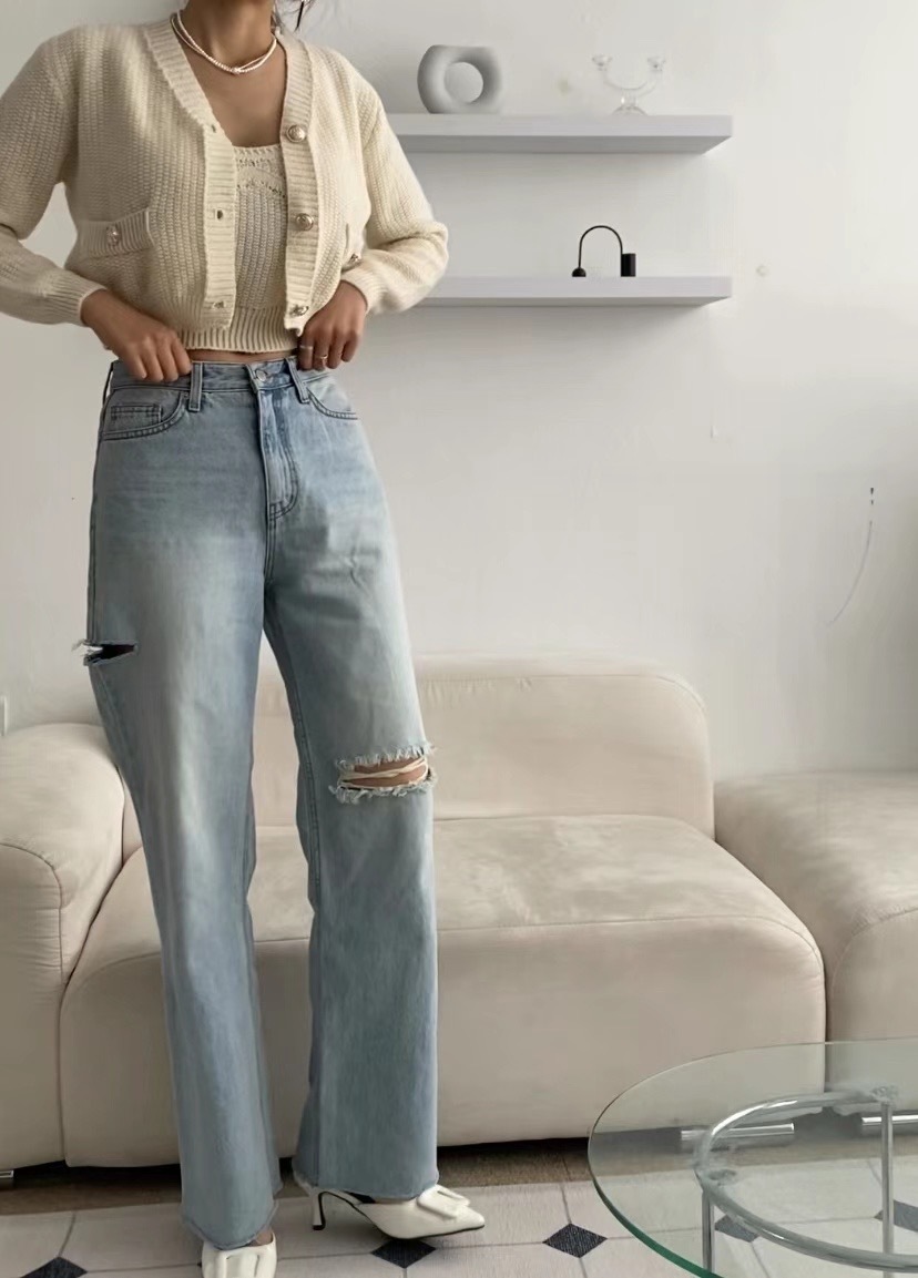 ♥︎隨性直腳擦破Ripped Jeans