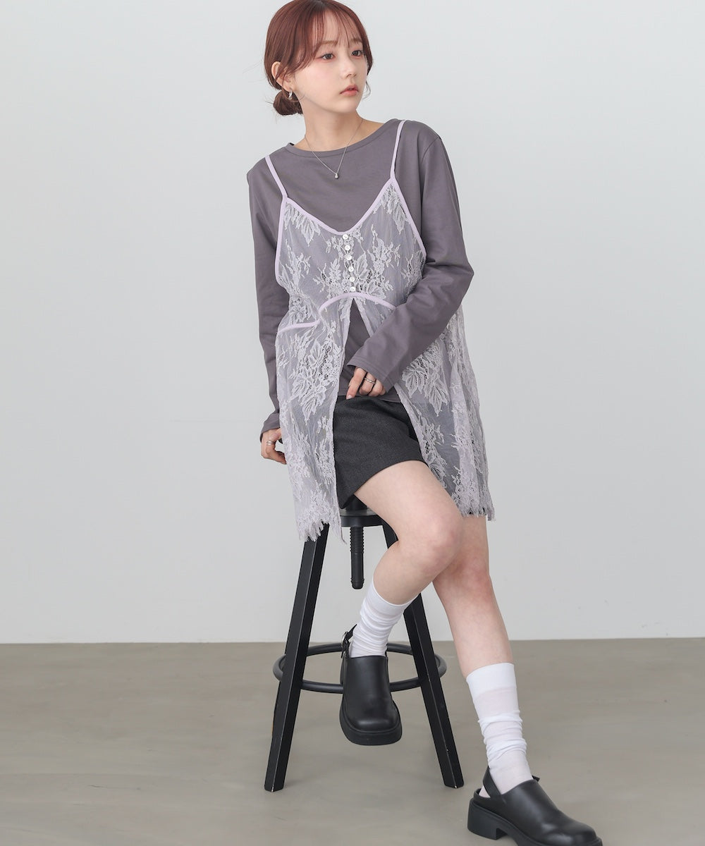 <JP> Lace Bustier + Soft Top Set (一套兩件)* 3色入 <預購>