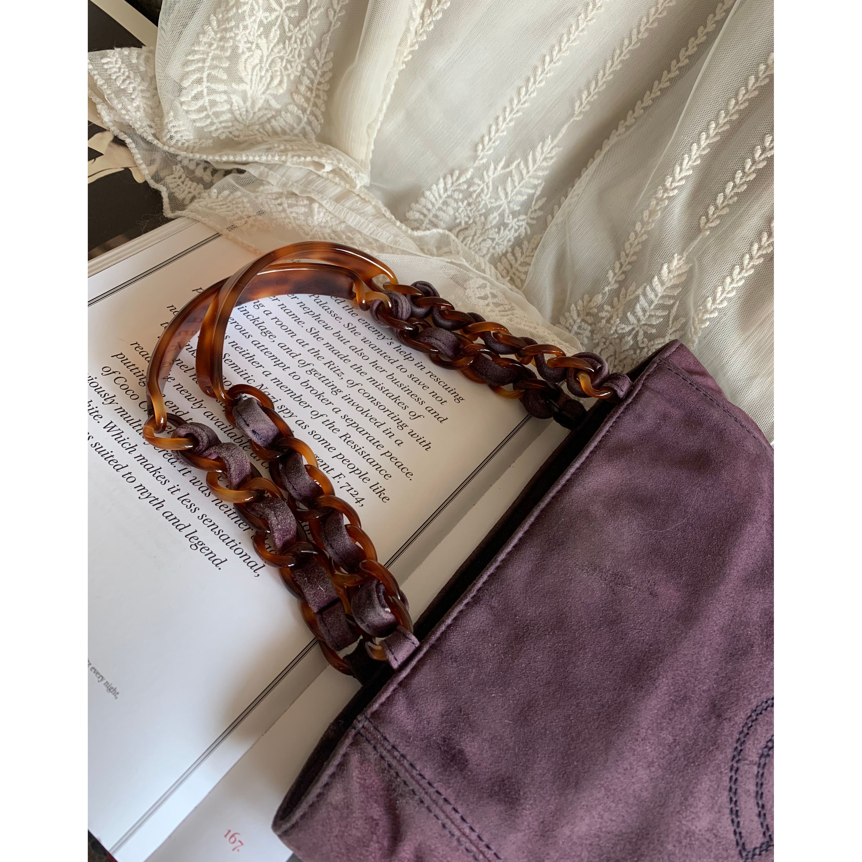 【CHANEL】97-99 vintage purple suede Tortoise★トートバッグ 97-99 vintage chanel purple suede Tortoise Shell Style Strap