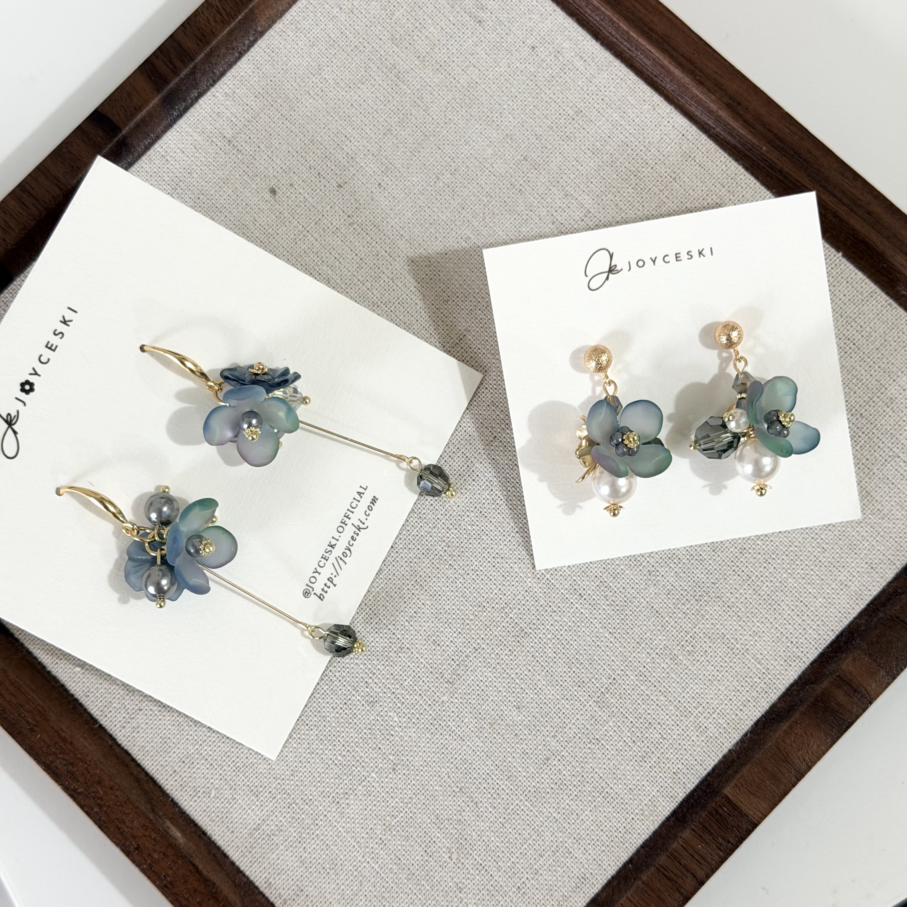 日本花語系列耳環/漸變藍花朵款