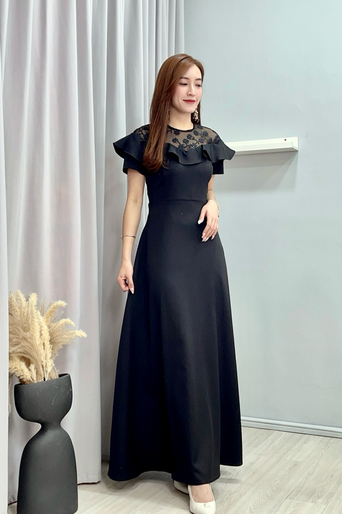 12102 Celeste Lace Panel Gown