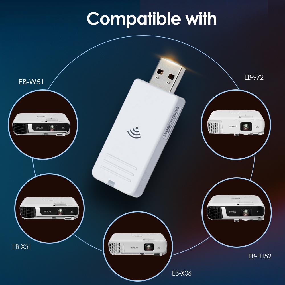 EPSON ELPAP11 for EB-W51, EB-X51, EB-X06, EB-FH52, EB-972 ELPAP12 for CO-FH01 Projector Wireless Dongle