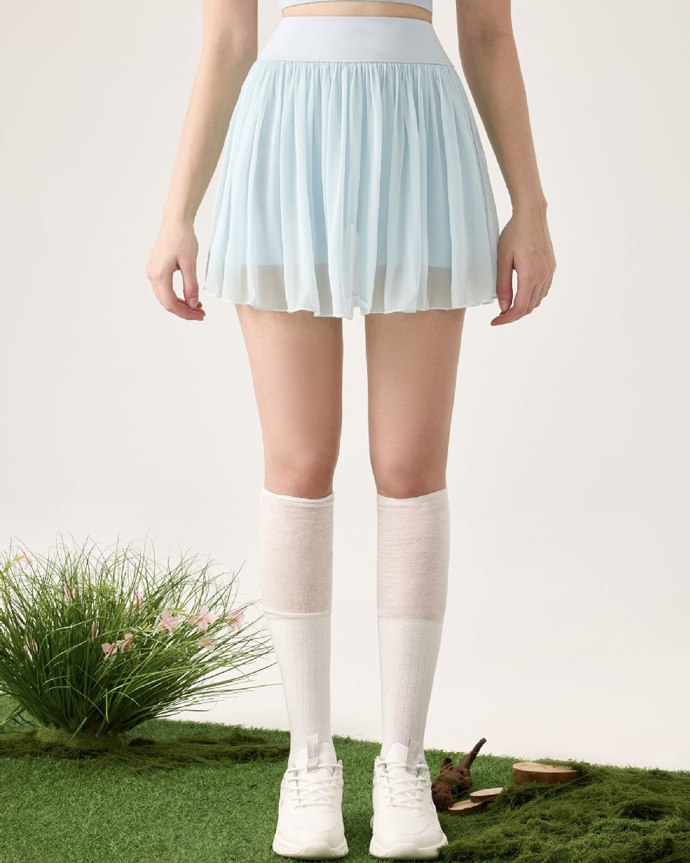 羽感防走光高腰蛋糕邊網球裙