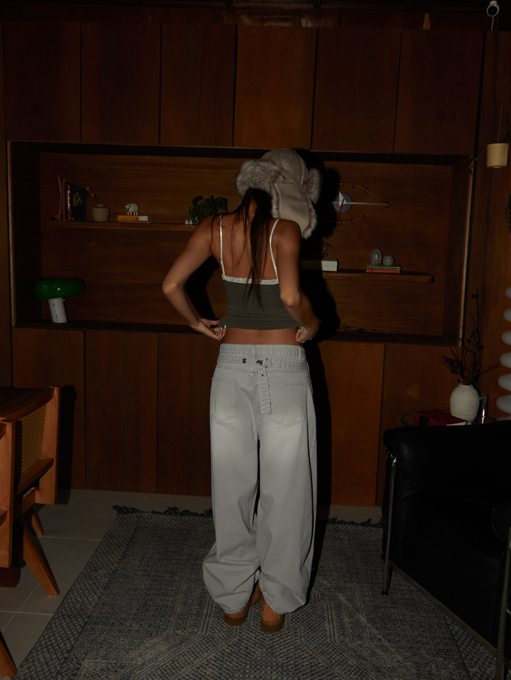 Mega Wide Backstrap Denim Pants 