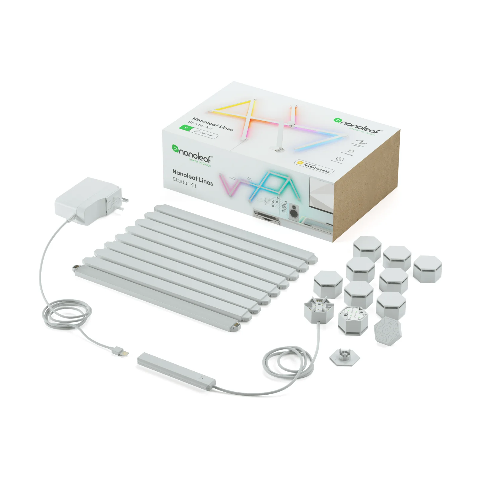 [原裝香港行貨丨2年保養] Nanoleaf Lines 60 度 智能燈條入門套件 - 9支裝 Lines 60 Degrees Starter Kit- 9 Panels NL59-K-0002LW-9PK-UK