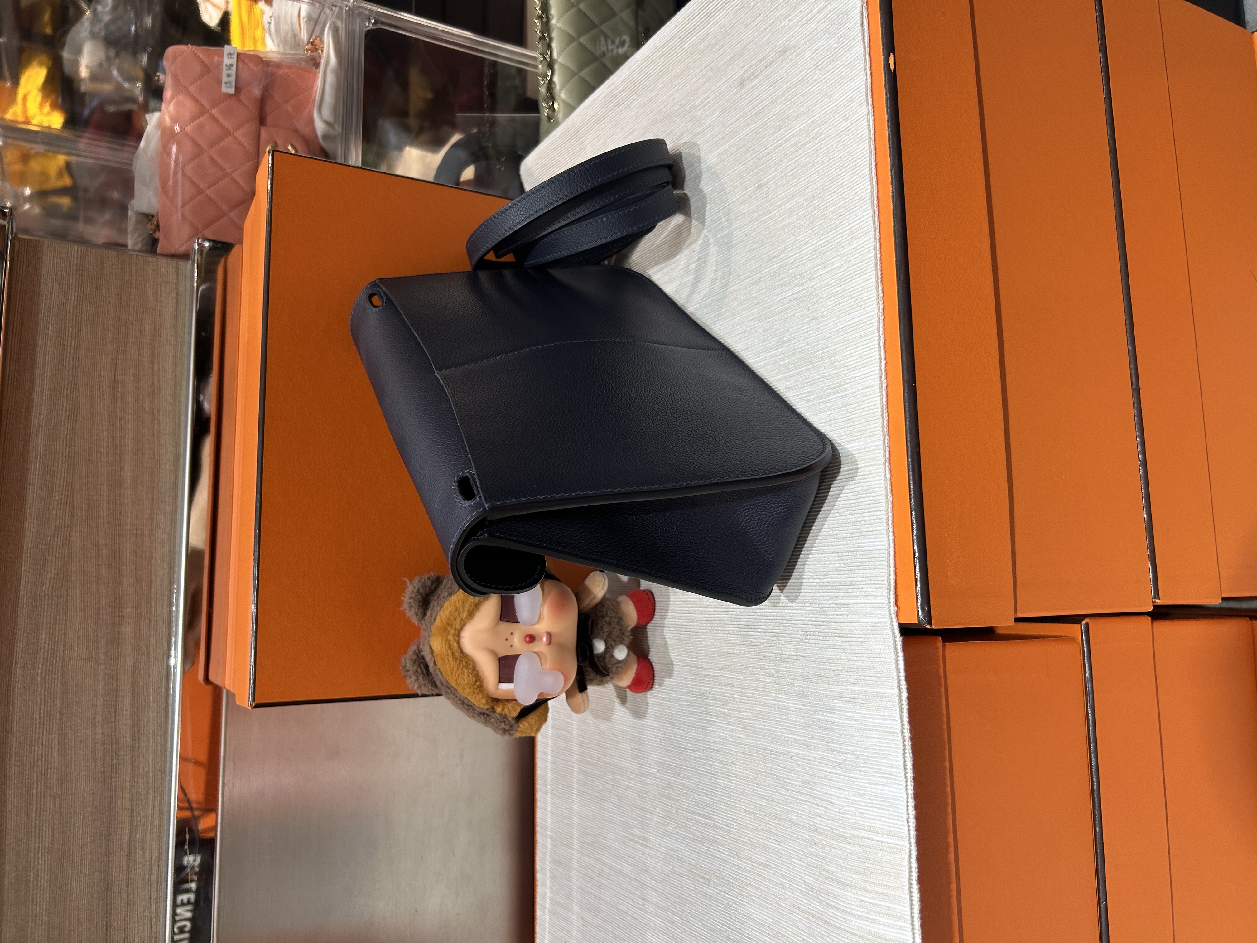 Hermes Halzan 25,STAMP U,BLEU NUIT 100%Authentic ,98%new ✅收據✅dust bag✅box 