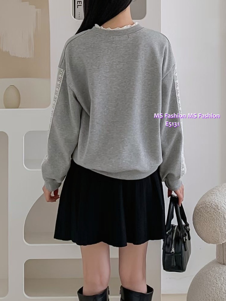 E5131 波浪領lace袖top