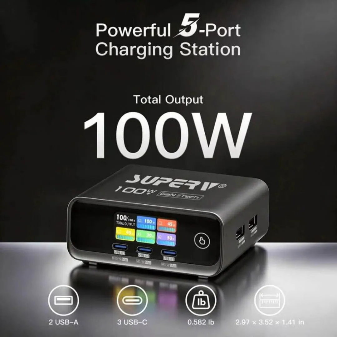 Superv 🇭🇰 STATION12｜100W 氮化鎵多功能桌面充電
