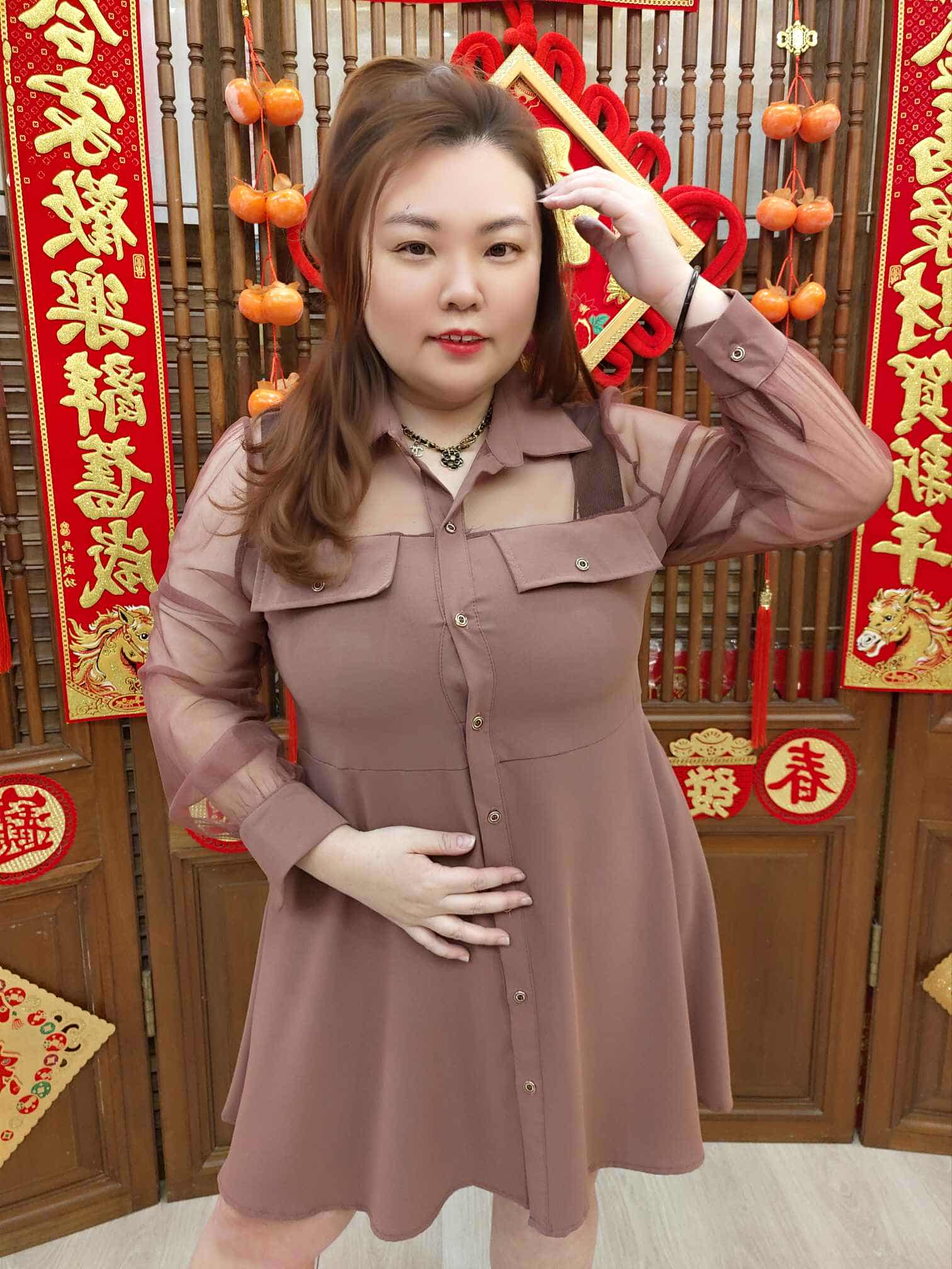 NFB08 TW#956 性感网纱长袖连衣裙