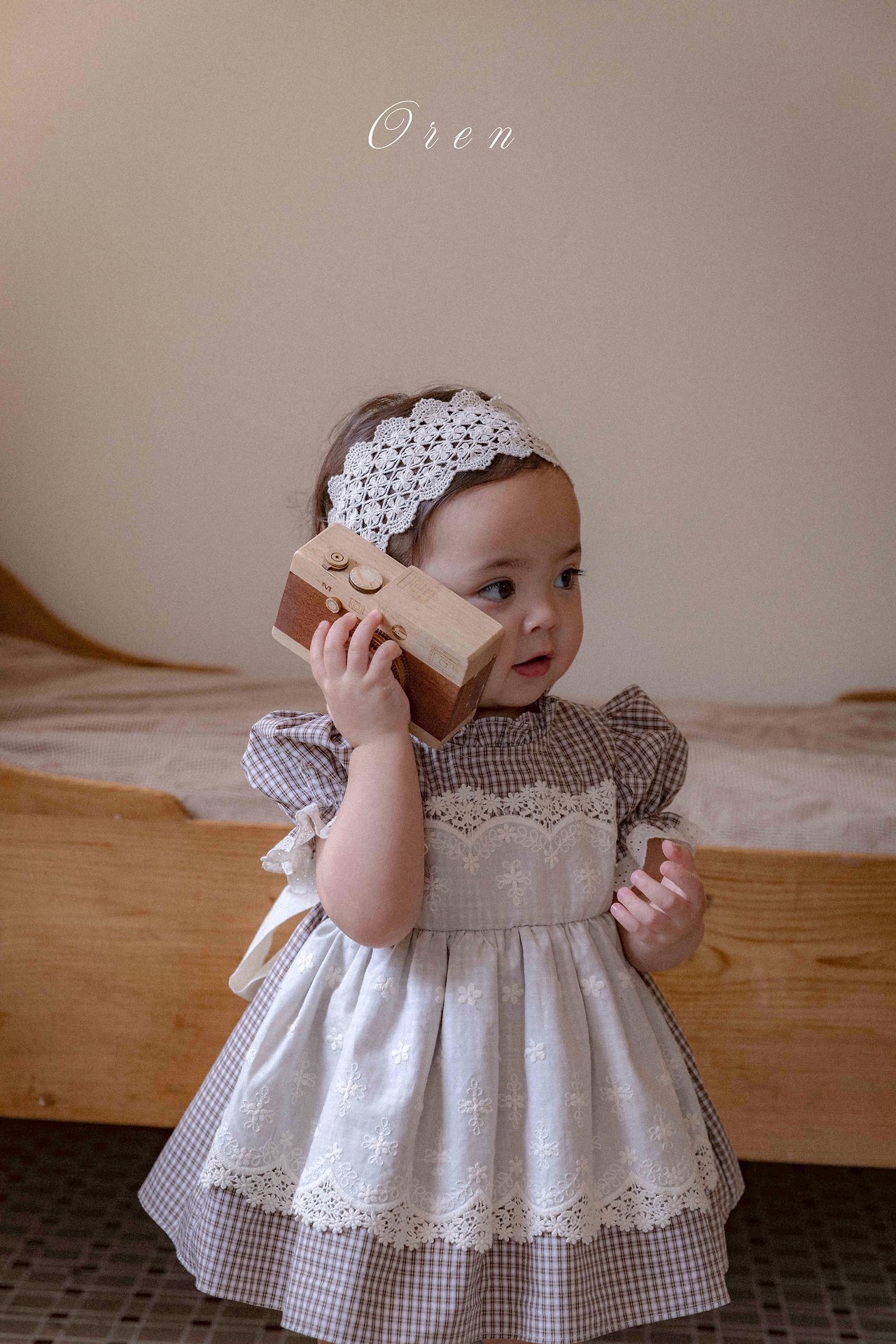 ☀️預訂 韓國直送☀️🇰🇷Oren Zegna蕾絲圍裙格紋短袖包屁裙