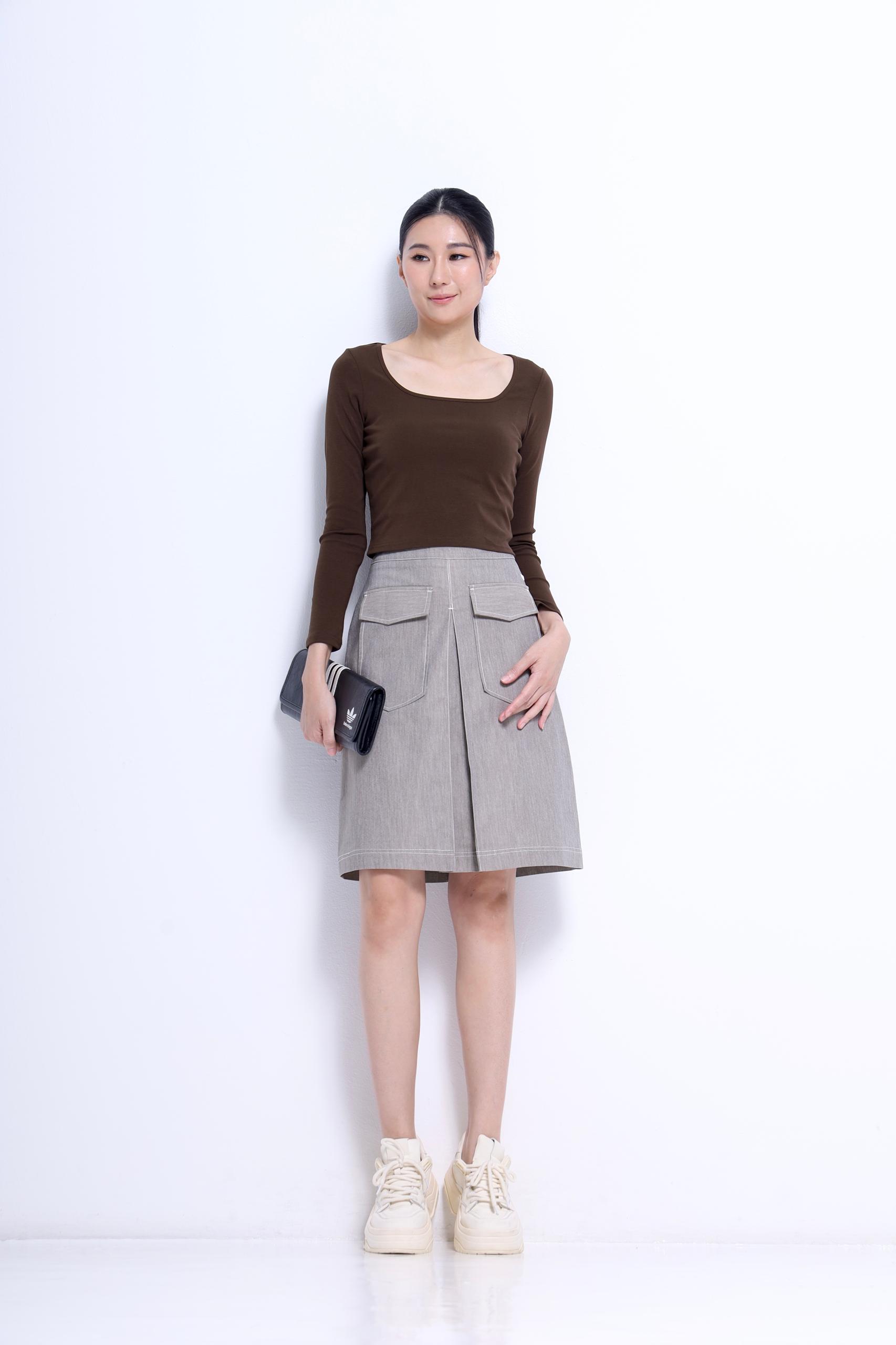 CS1434 EMBD THREAD MID RISE A-LINE SKIRT